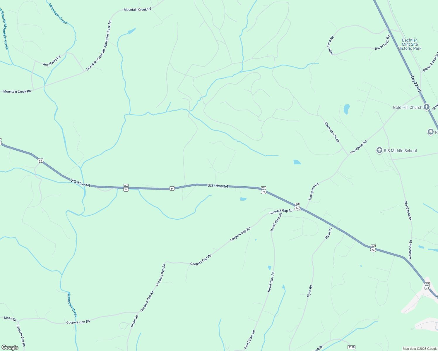 map of restaurants, bars, coffee shops, grocery stores, and more near 138 Bent Tree Drive in Rutherfordton