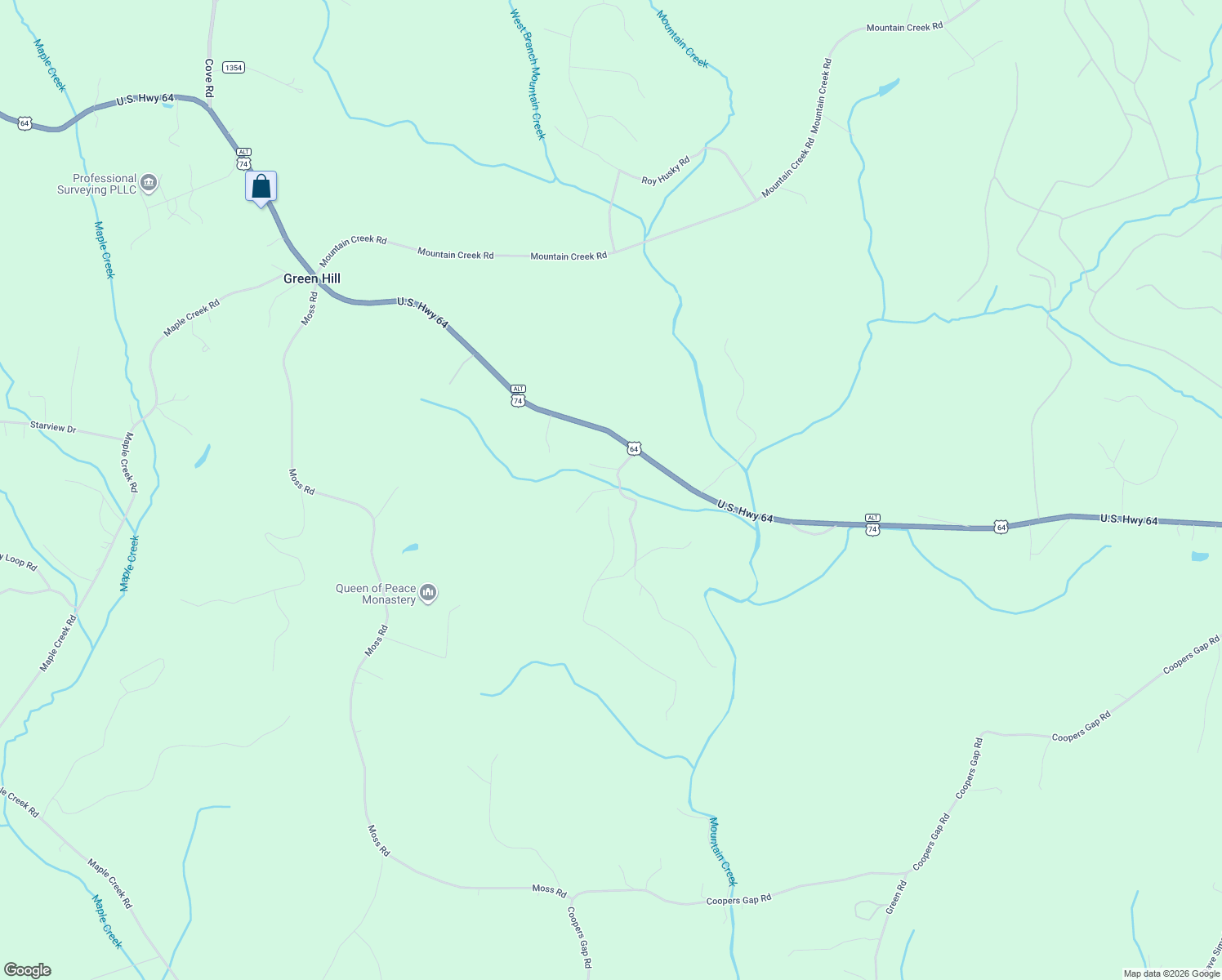 map of restaurants, bars, coffee shops, grocery stores, and more near 137 Green Pastures Drive in Rutherfordton