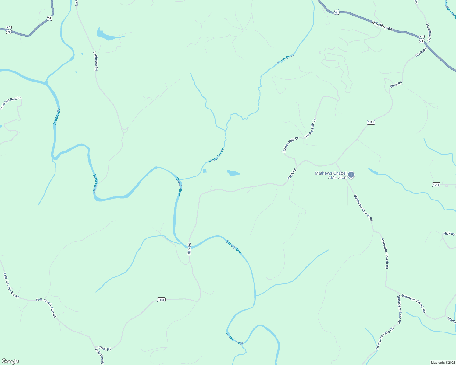 map of restaurants, bars, coffee shops, grocery stores, and more near 1240 Clark Road in Rutherfordton
