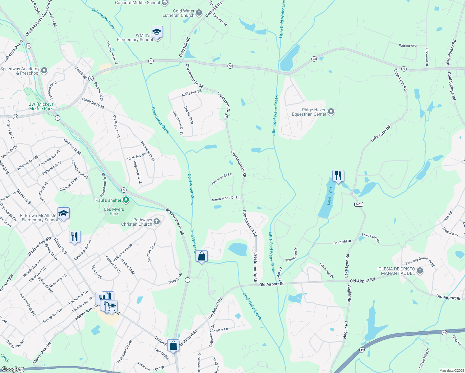 map of restaurants, bars, coffee shops, grocery stores, and more near 759 Firecrest Street in Concord