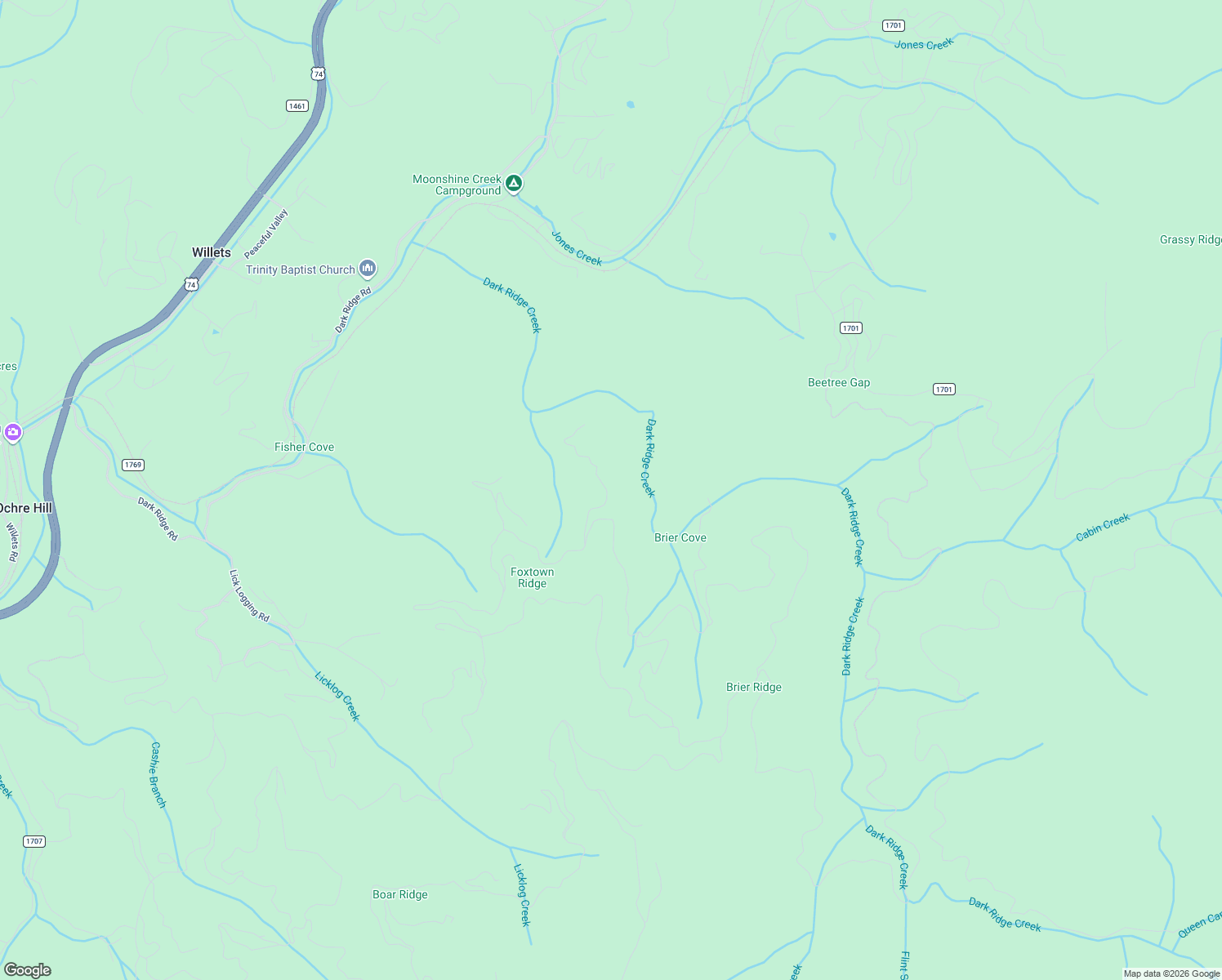 map of restaurants, bars, coffee shops, grocery stores, and more near 2300-2398 Cabin Flats Road in Sylva