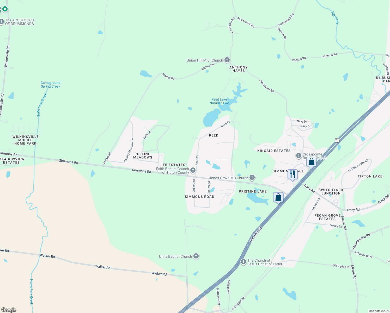 map of restaurants, bars, coffee shops, grocery stores, and more near 1026 Reed Circle in Drummonds
