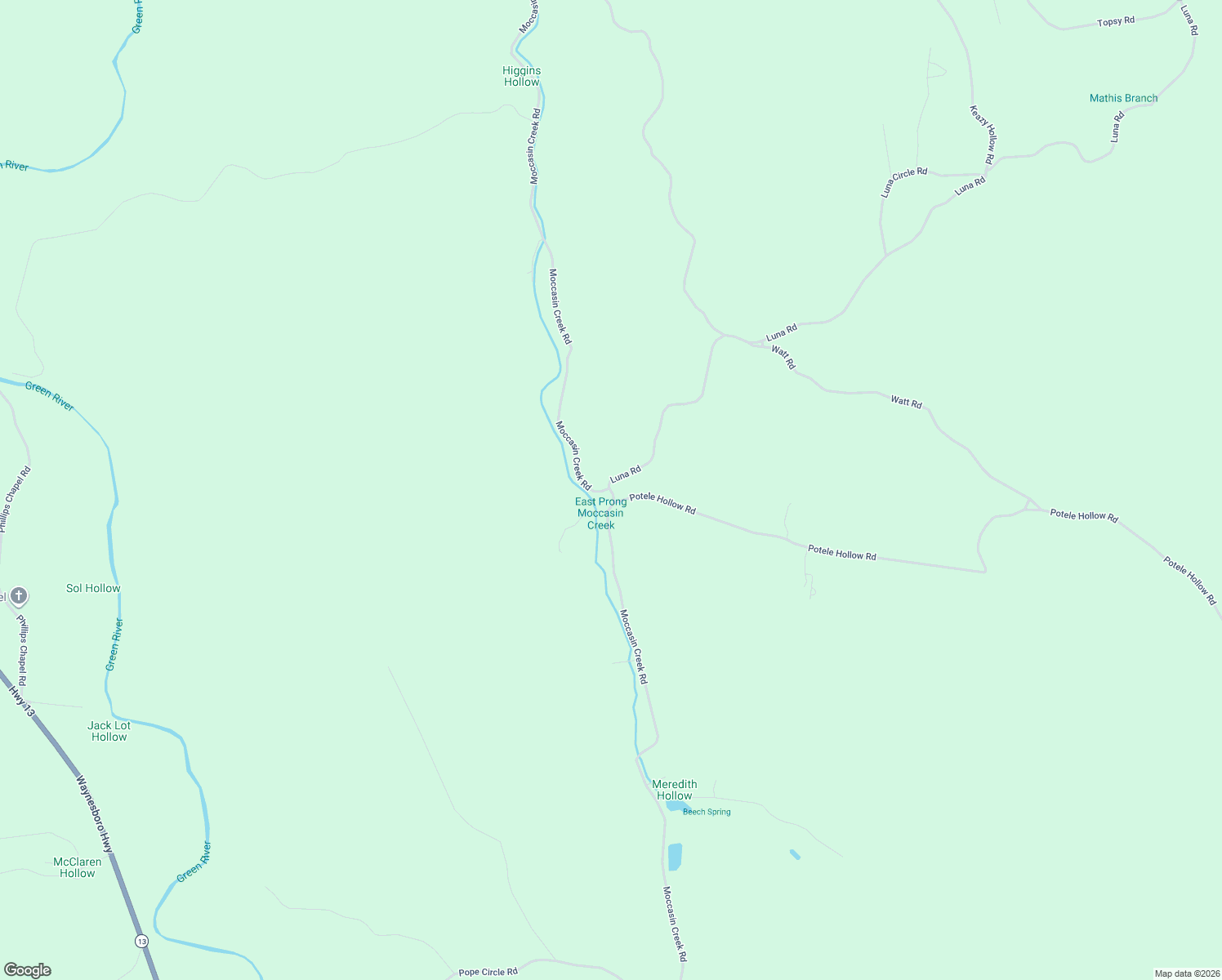 map of restaurants, bars, coffee shops, grocery stores, and more near 1704 Moccasin Creek Road in Waynesboro