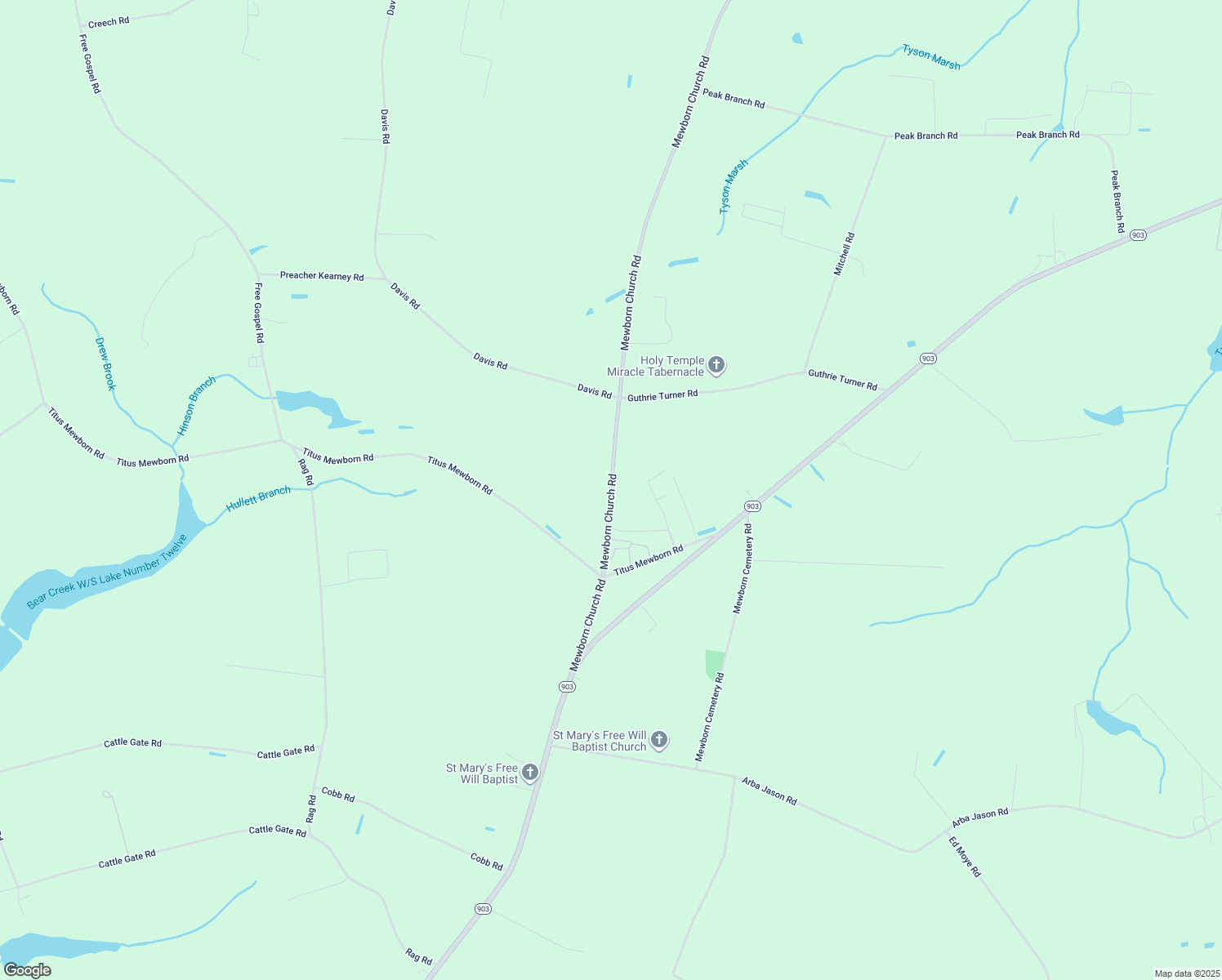 map of restaurants, bars, coffee shops, grocery stores, and more near 2637 Mewborn Church Rd in Snow Hill