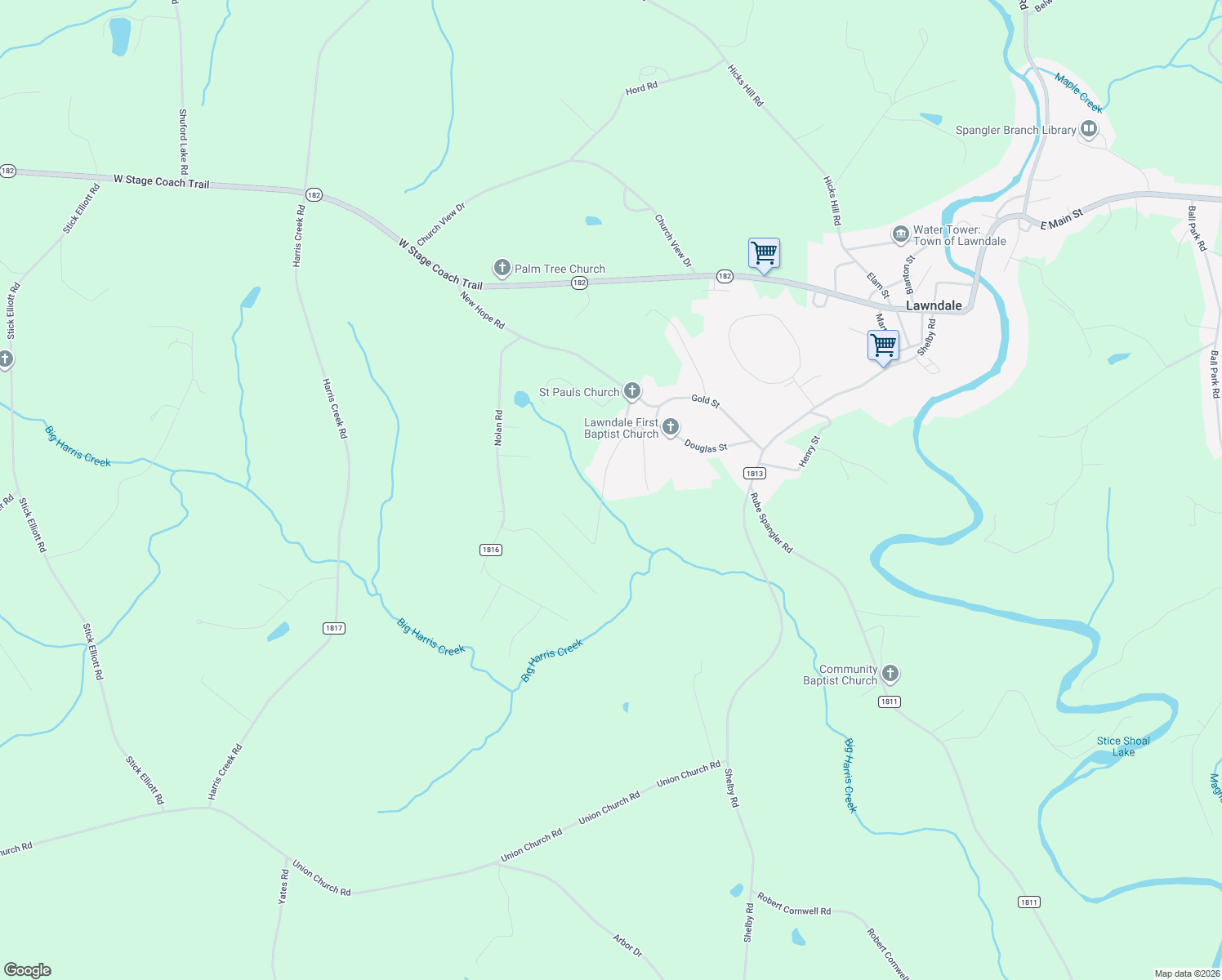 map of restaurants, bars, coffee shops, grocery stores, and more near 161 Potato House Road in Lawndale