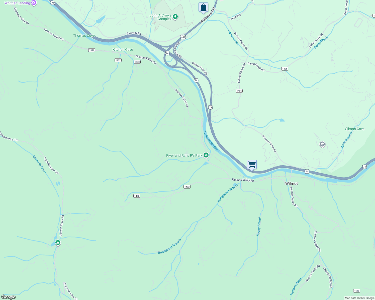 map of restaurants, bars, coffee shops, grocery stores, and more near 190 Quinn Holcombe Road in Whittier