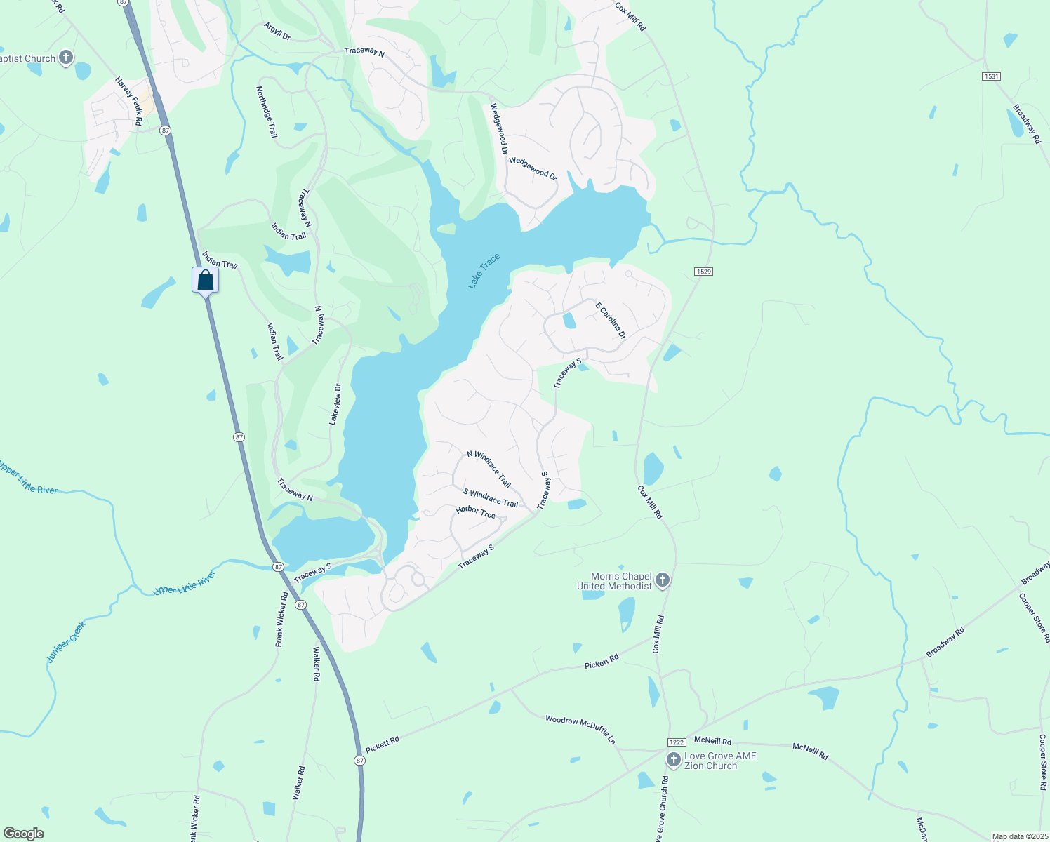 map of restaurants, bars, coffee shops, grocery stores, and more near 1160 Falling Stream in Sanford