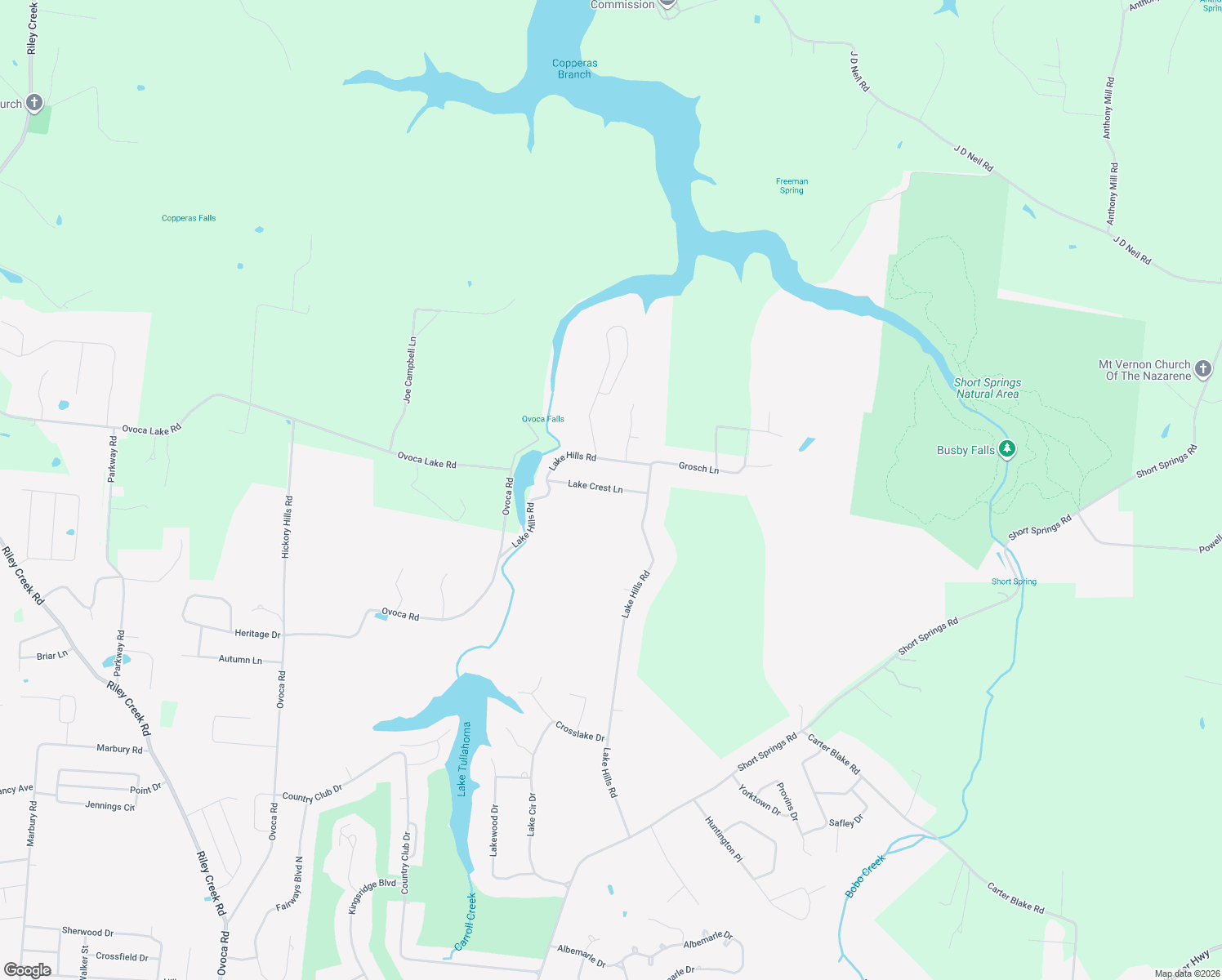 map of restaurants, bars, coffee shops, grocery stores, and more near 401 Lake Hills Road in Tullahoma