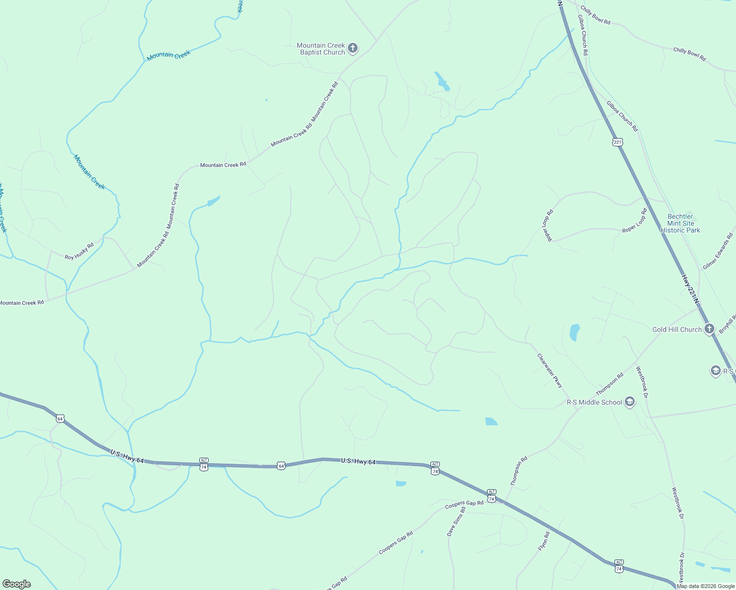 map of restaurants, bars, coffee shops, grocery stores, and more near 484 Creekside Circle in Rutherfordton