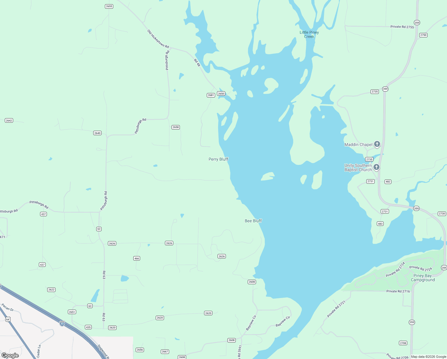 map of restaurants, bars, coffee shops, grocery stores, and more near 1118 Private Road 2648 in Lamar