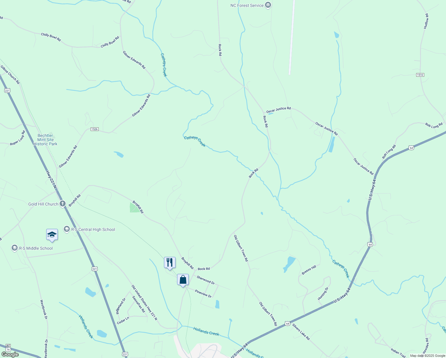 map of restaurants, bars, coffee shops, grocery stores, and more near in Rutherfordton