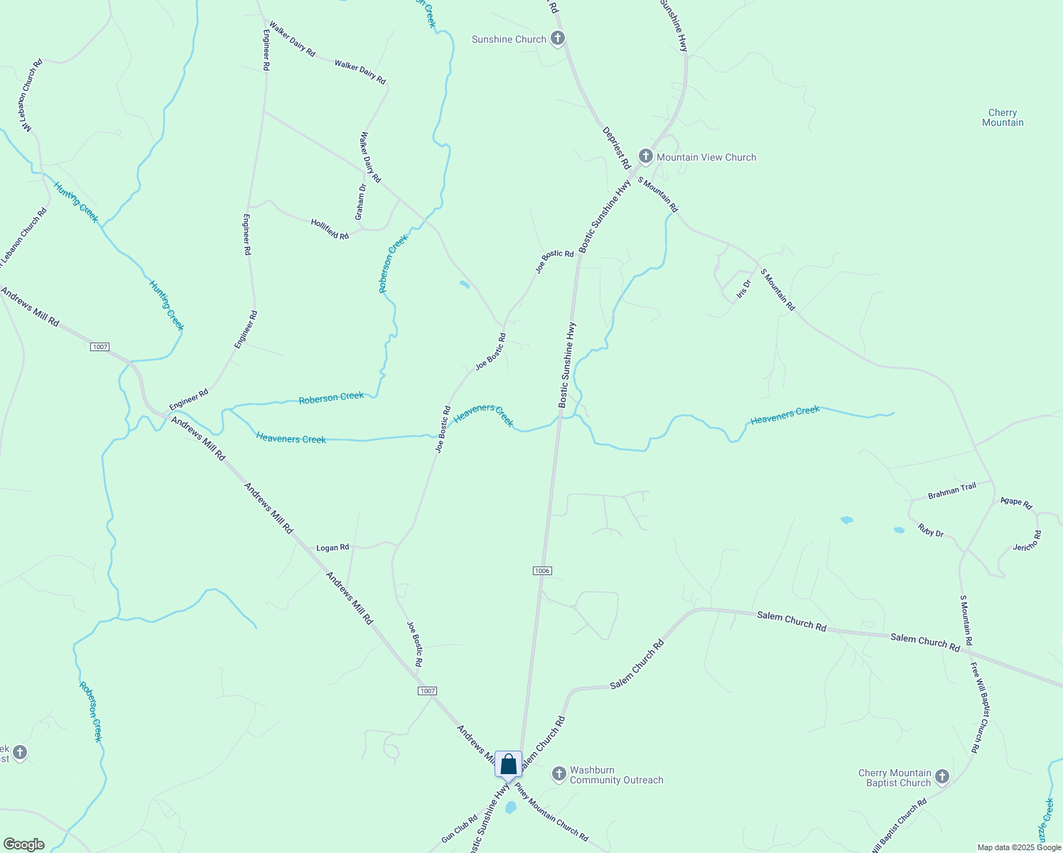map of restaurants, bars, coffee shops, grocery stores, and more near 772 Joe Bostic Road in Bostic