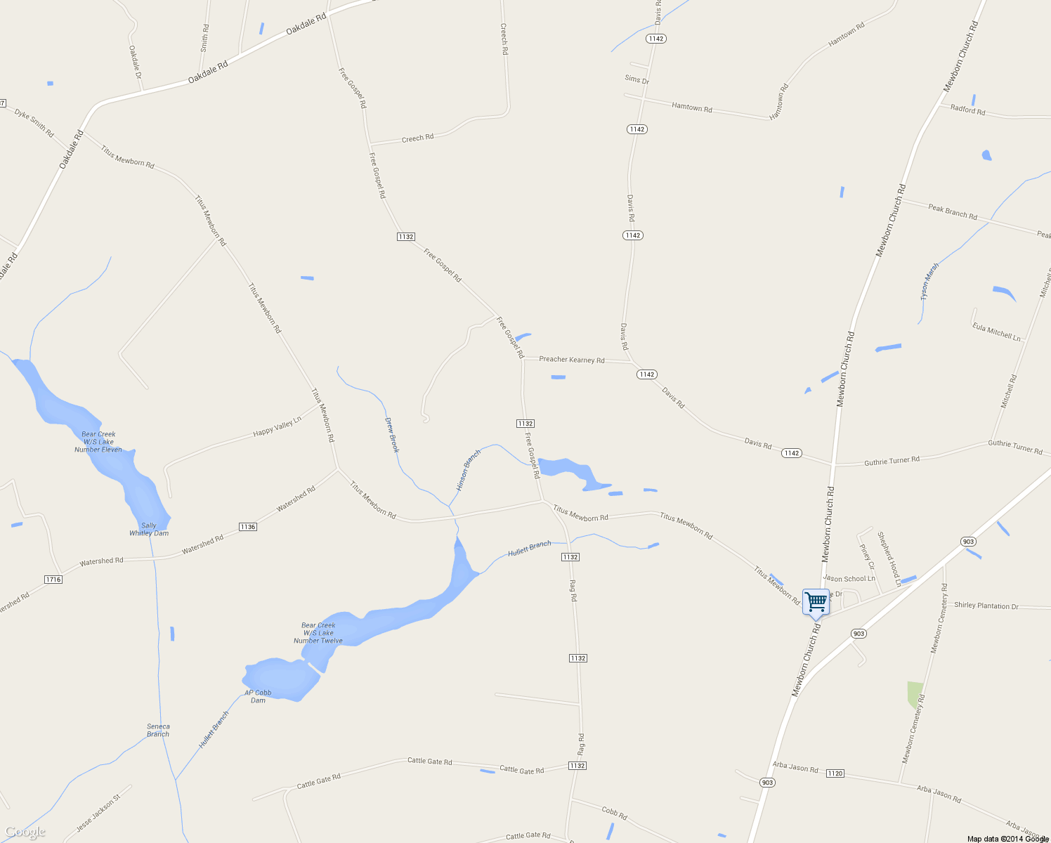 map of restaurants, bars, coffee shops, grocery stores, and more near 2306 Free Gospel Rd in Snow Hill