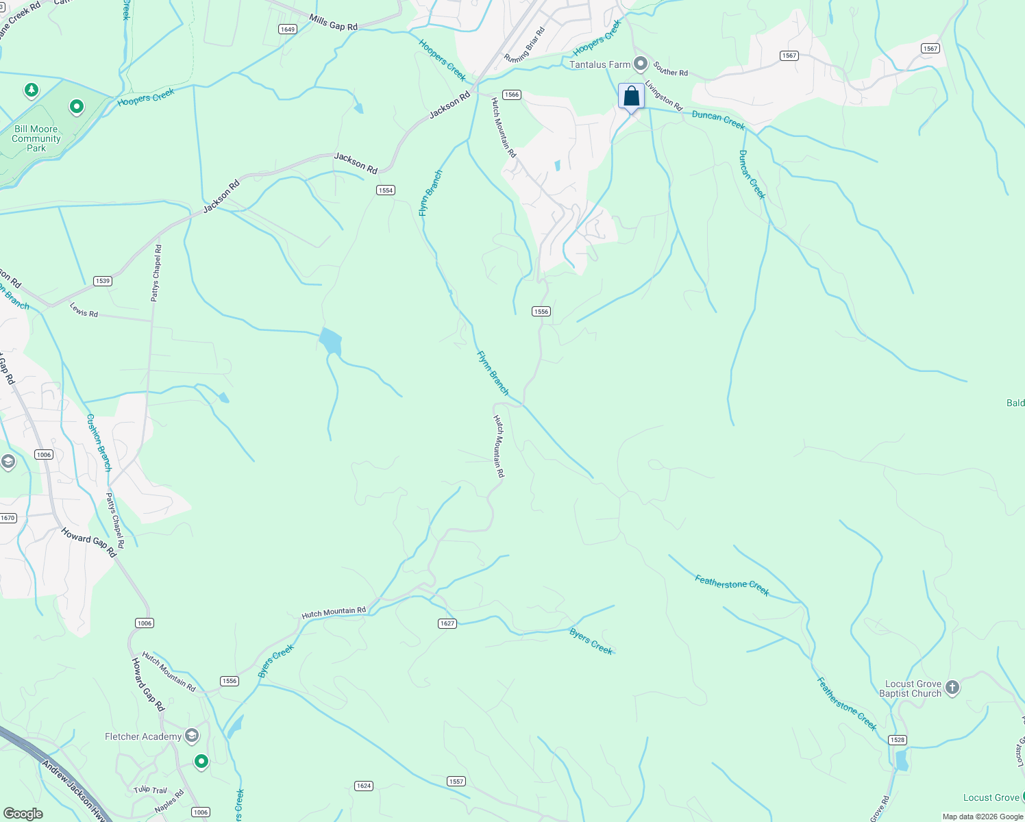 map of restaurants, bars, coffee shops, grocery stores, and more near 69 Clark Gap Drive in Fletcher