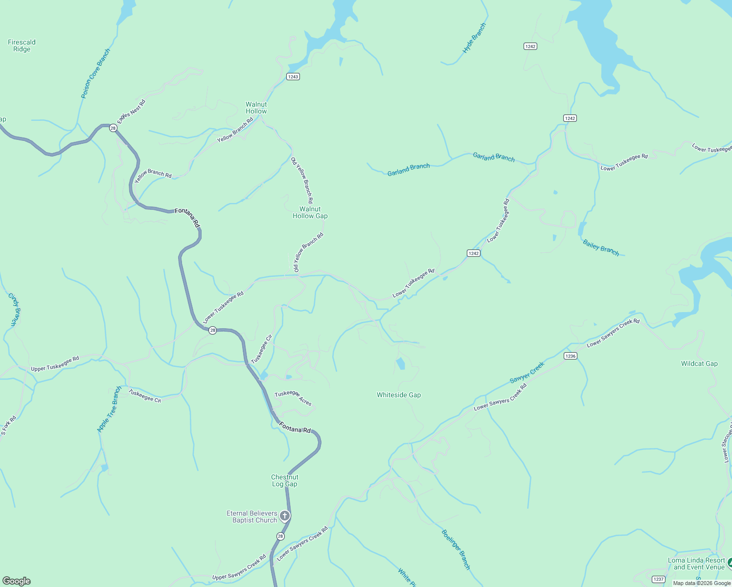 map of restaurants, bars, coffee shops, grocery stores, and more near 957 Lower Tuskeegee Road in Robbinsville