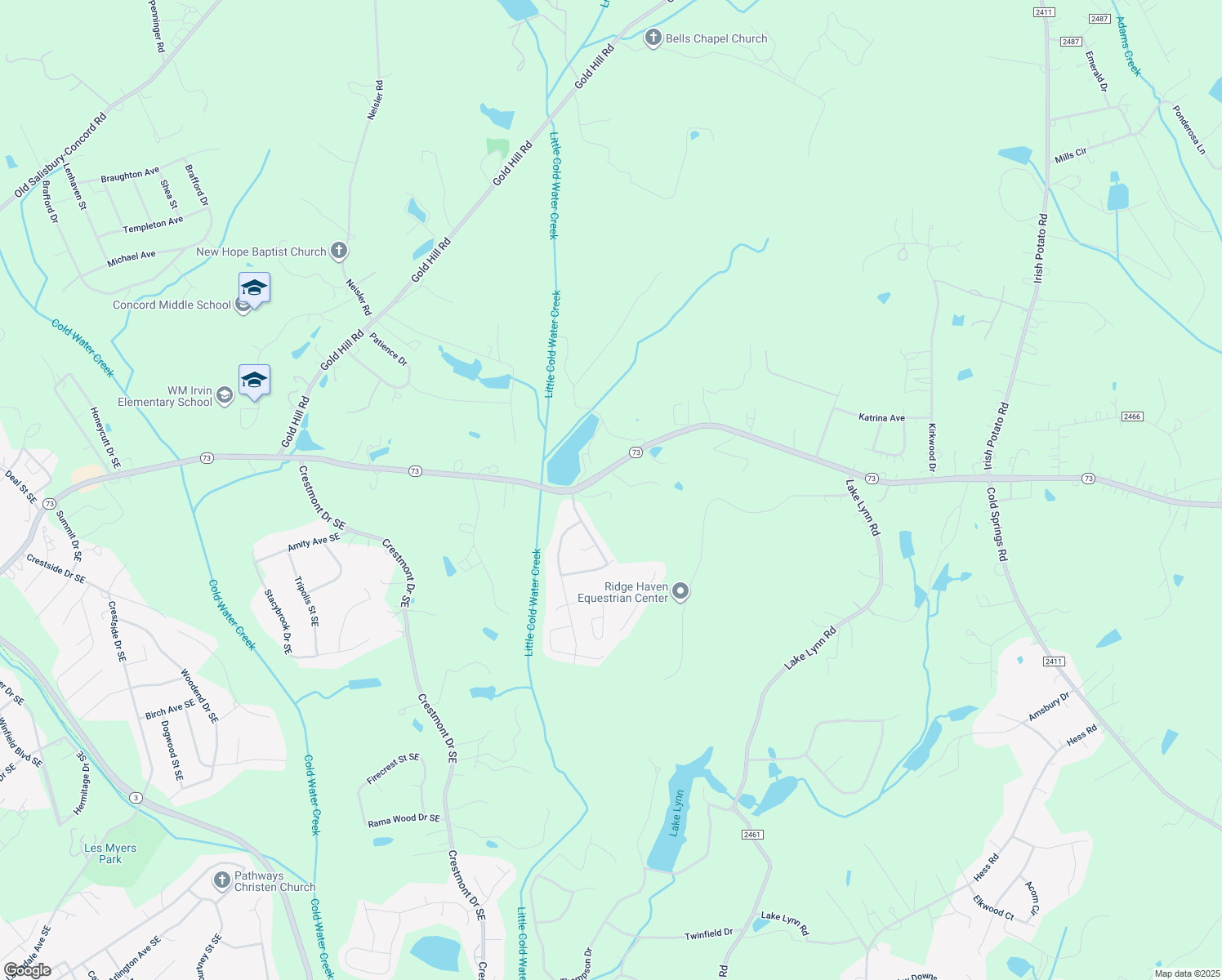 map of restaurants, bars, coffee shops, grocery stores, and more near 2539 North Carolina 73 in Concord