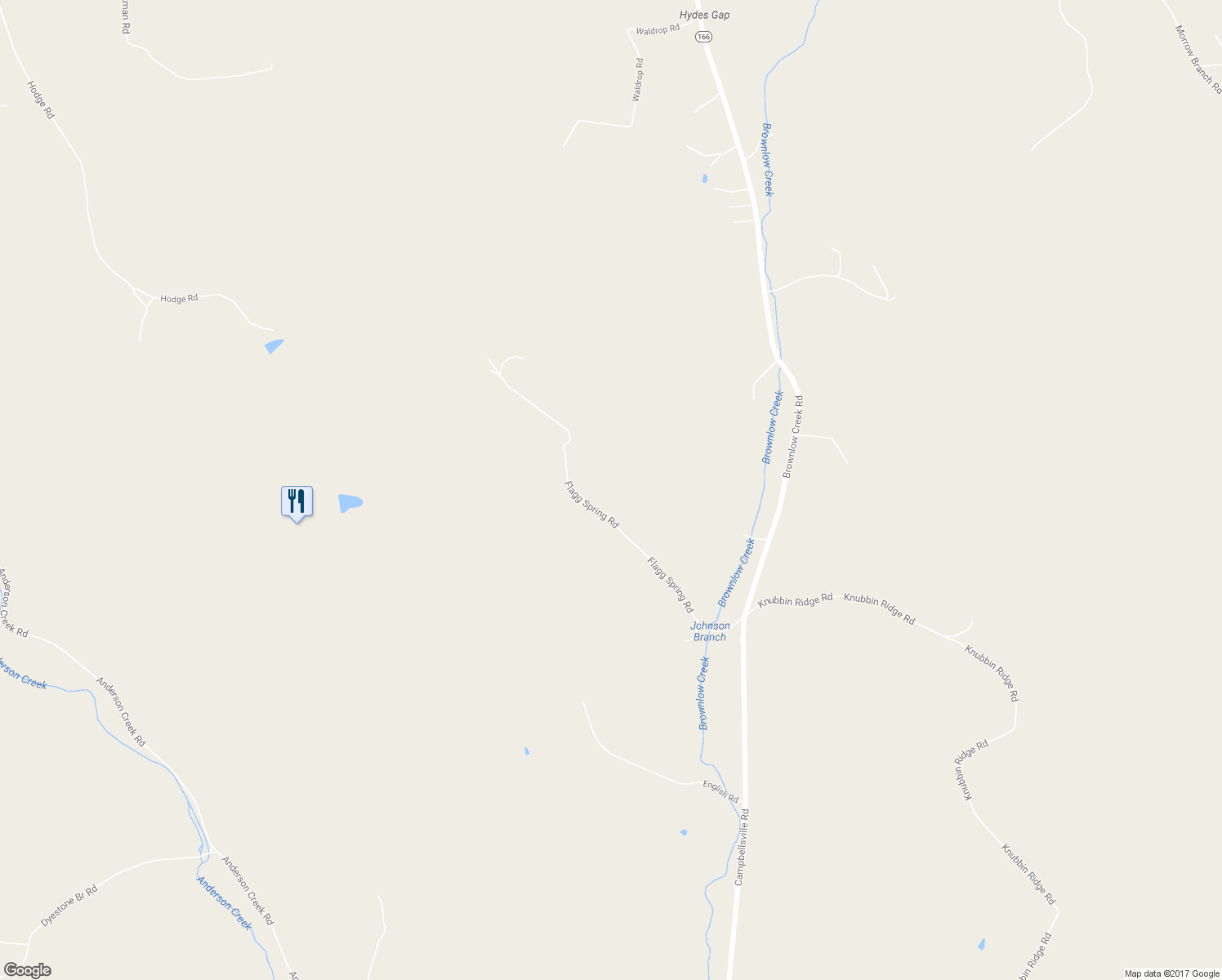 map of restaurants, bars, coffee shops, grocery stores, and more near 940 Flag Springs Road in Lynnville