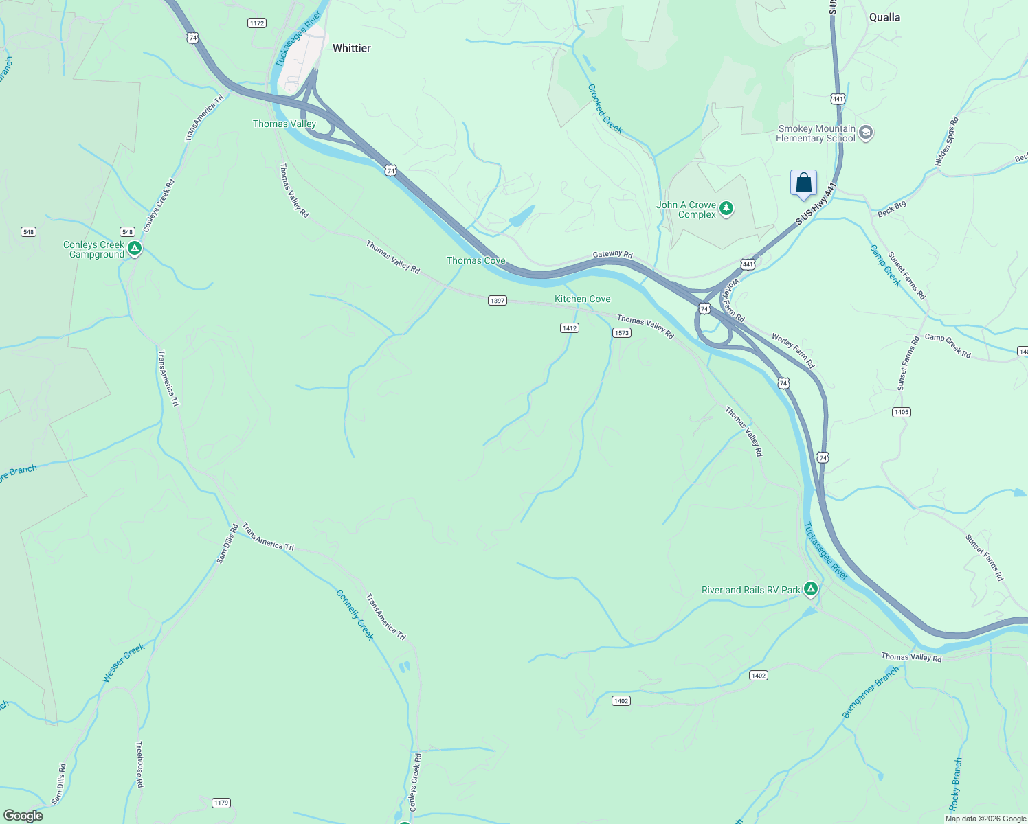 map of restaurants, bars, coffee shops, grocery stores, and more near 370 Kitchin Road in Whittier