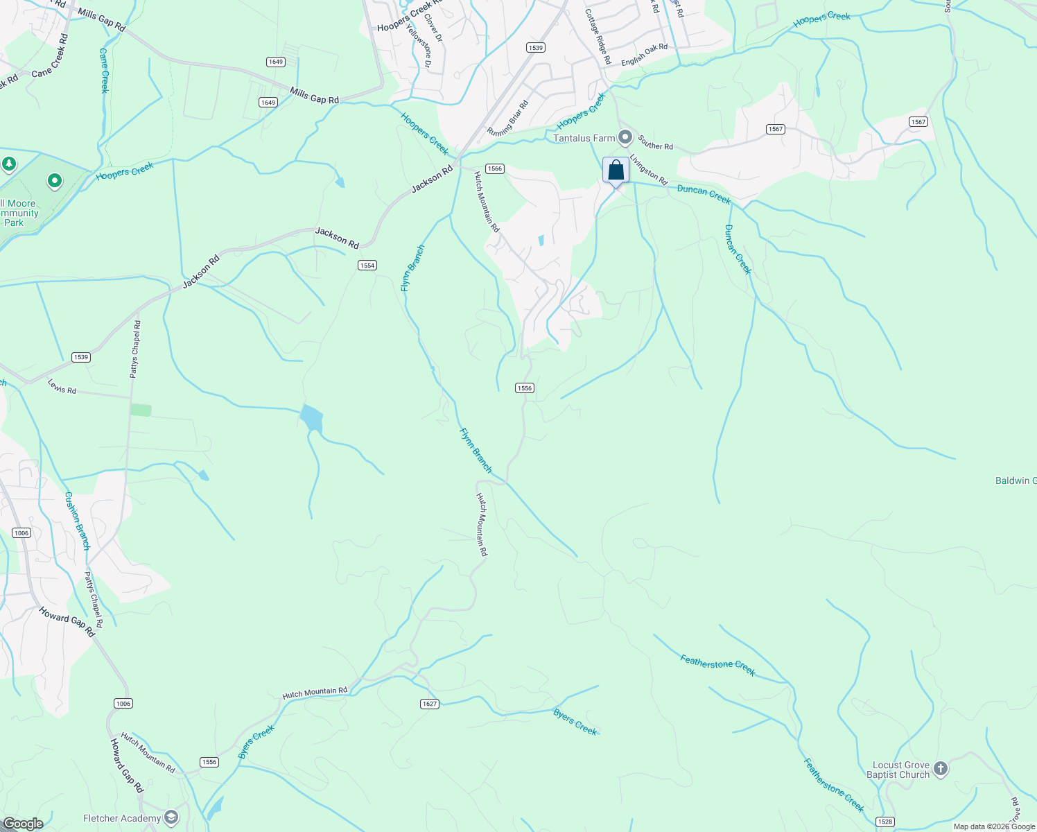 map of restaurants, bars, coffee shops, grocery stores, and more near 756 Hutch Mountain Road in Fletcher