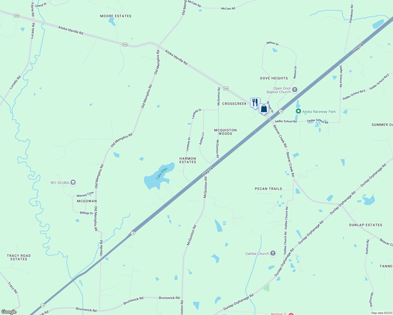 map of restaurants, bars, coffee shops, grocery stores, and more near 390 Ashley Lane in Brighton