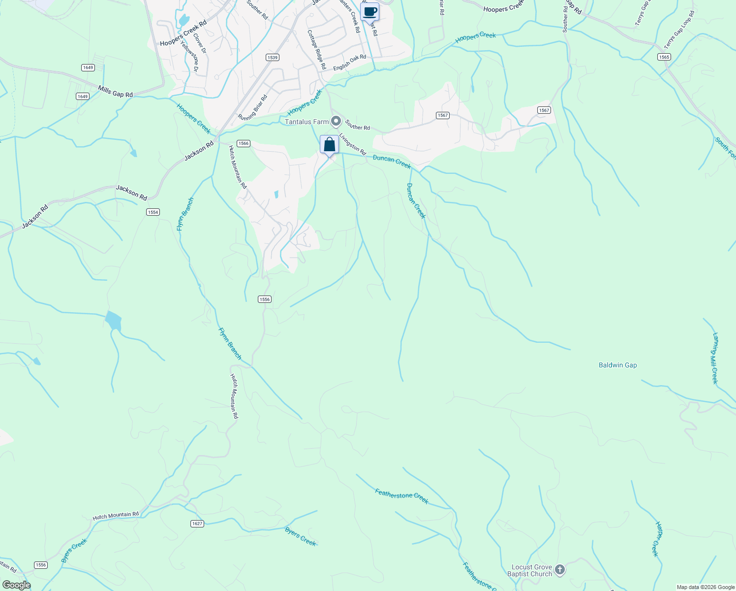 map of restaurants, bars, coffee shops, grocery stores, and more near 573 Duncan Creek Road in Fletcher