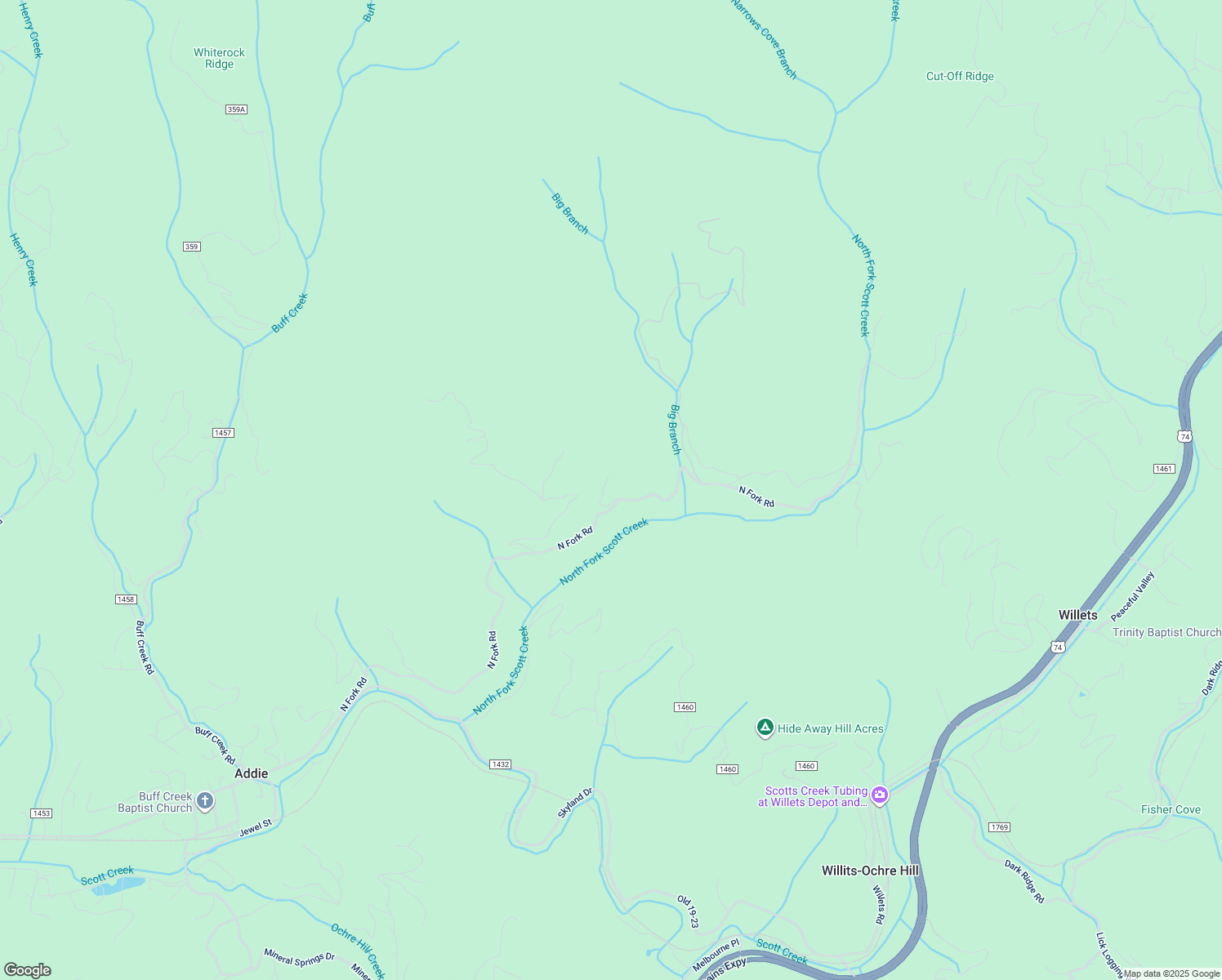 map of restaurants, bars, coffee shops, grocery stores, and more near 1417 North Fork Road in Sylva