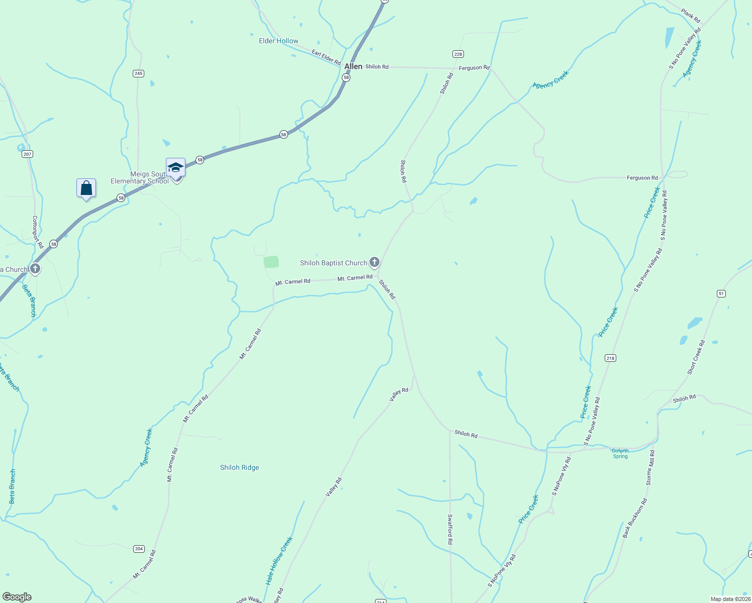 map of restaurants, bars, coffee shops, grocery stores, and more near 1592 Shiloh Road in Decatur