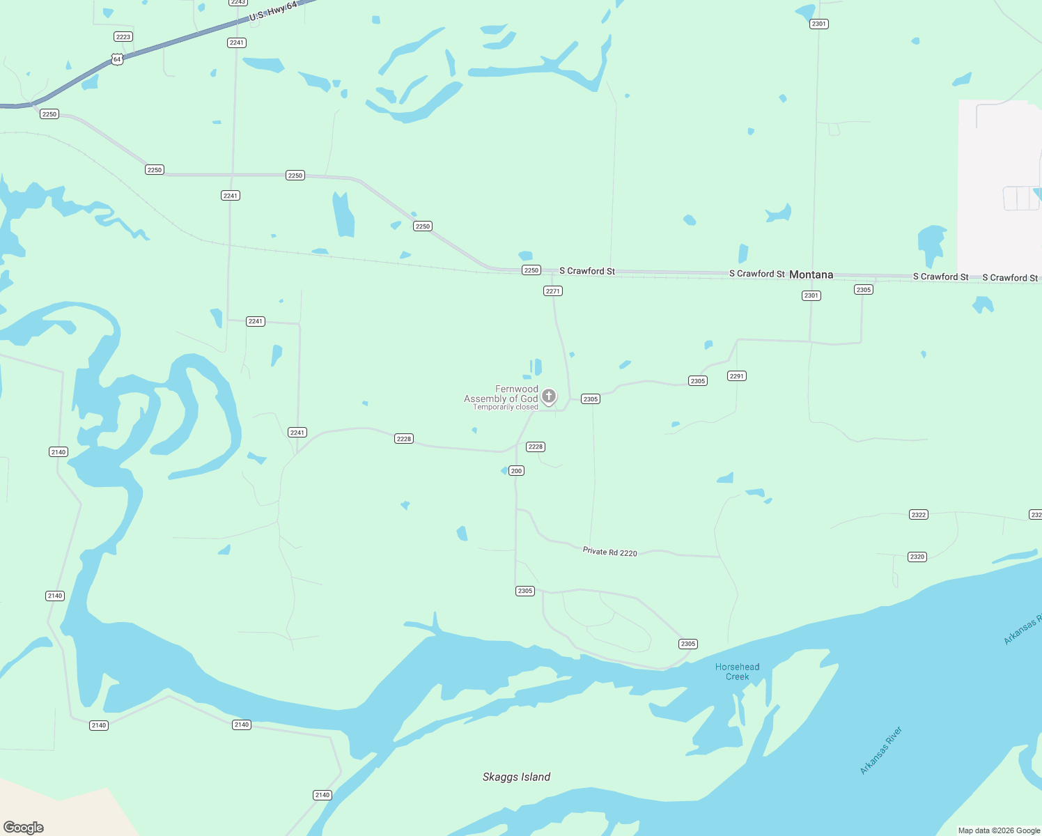 map of restaurants, bars, coffee shops, grocery stores, and more near 134 County Road 2230 in Hartman
