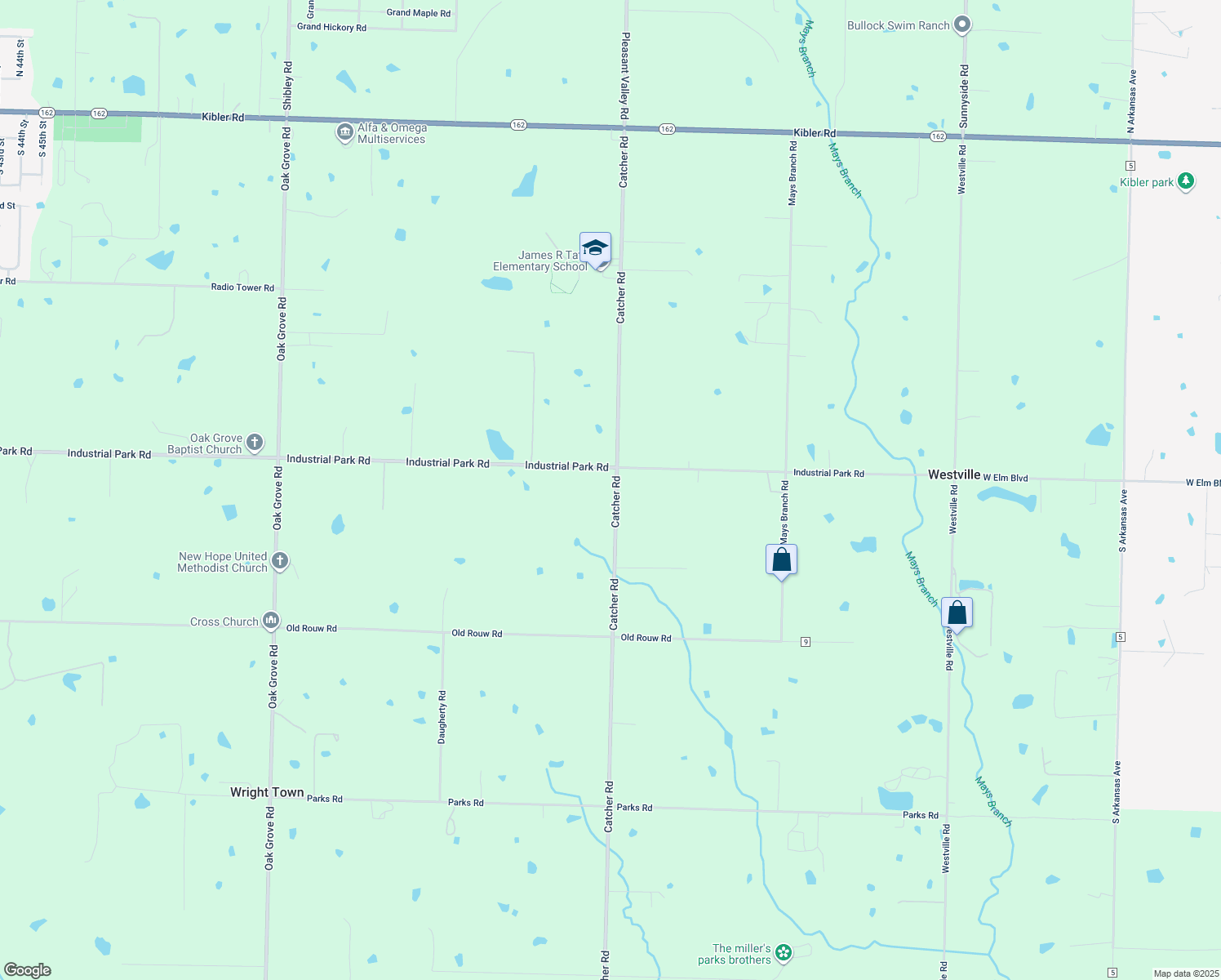 map of restaurants, bars, coffee shops, grocery stores, and more near 1030 Catcher Road in Van Buren