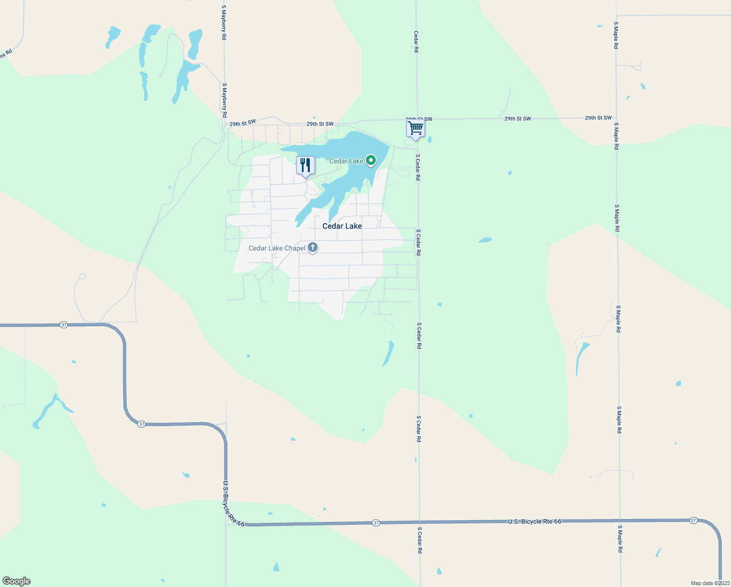map of restaurants, bars, coffee shops, grocery stores, and more near 21110 East 4th Street in Hinton