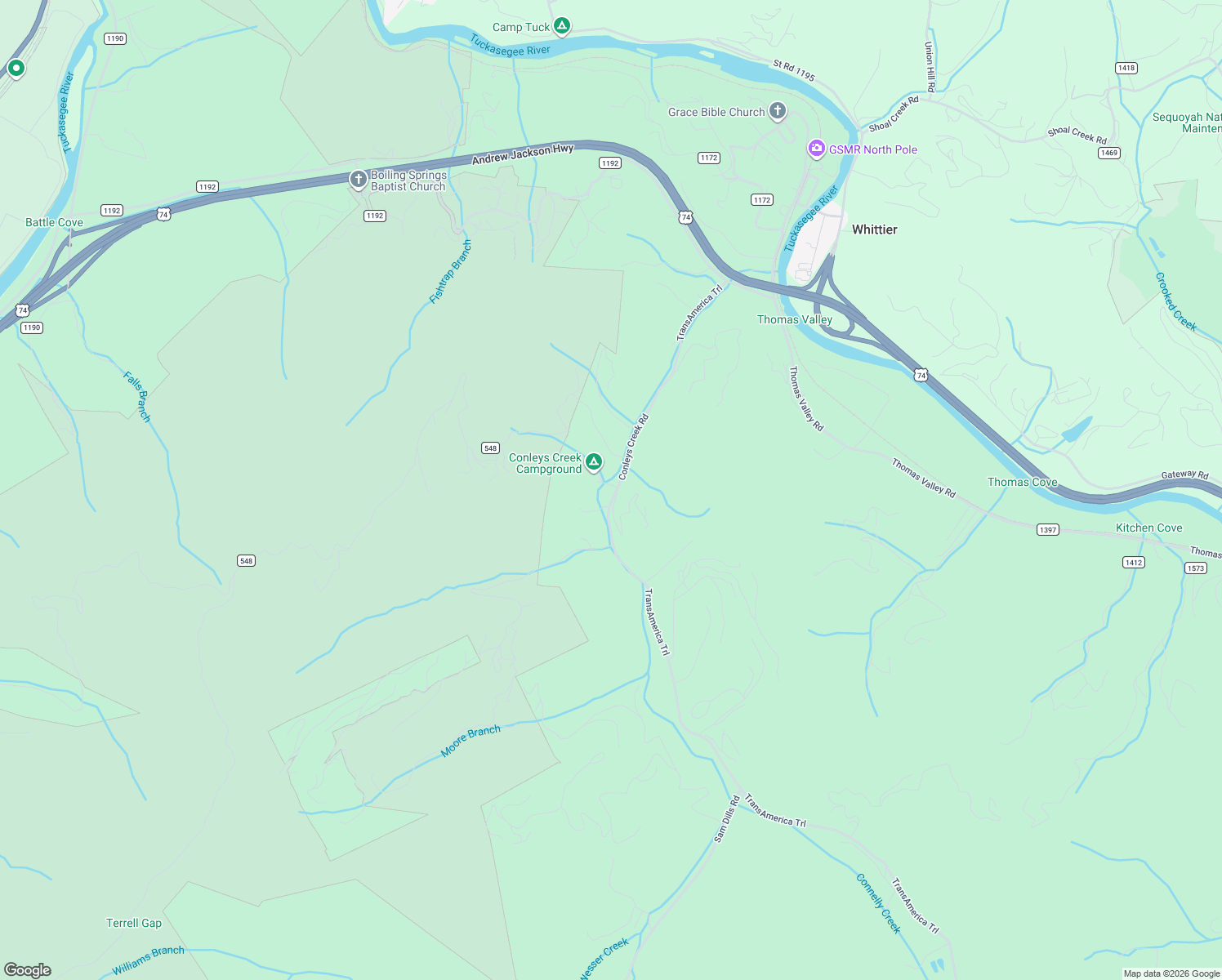 map of restaurants, bars, coffee shops, grocery stores, and more near 21 Conleys Creek Road in Whittier