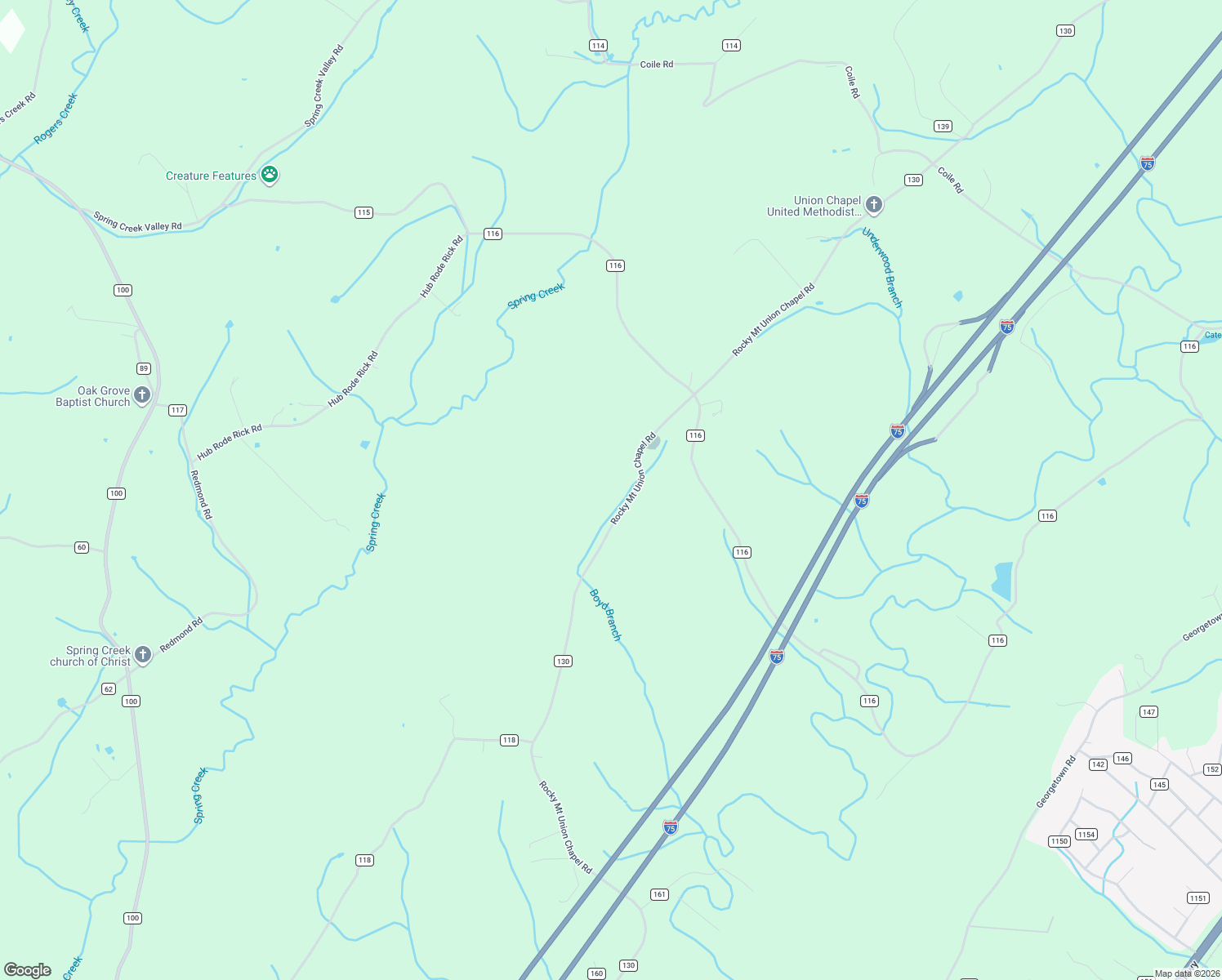 map of restaurants, bars, coffee shops, grocery stores, and more near 1052-1120 Rocky Mount Union Chapel Road in McMinn