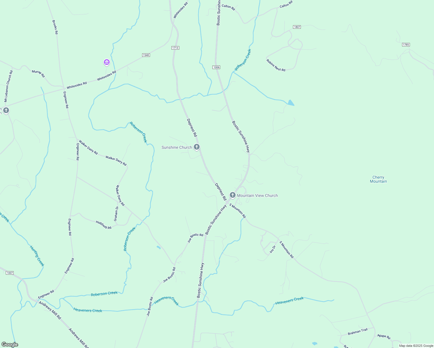 map of restaurants, bars, coffee shops, grocery stores, and more near 238 Depriest Road in Bostic
