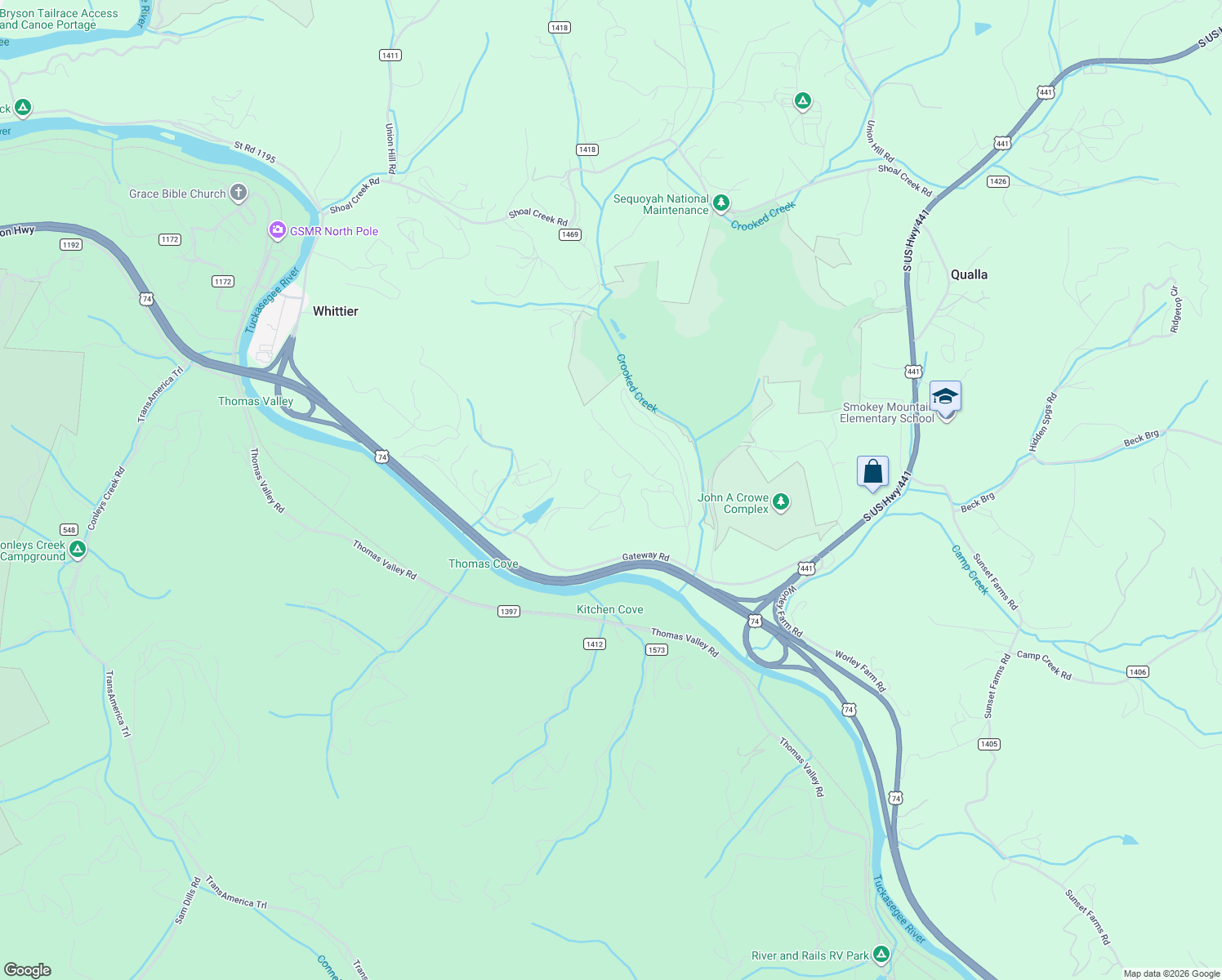 map of restaurants, bars, coffee shops, grocery stores, and more near 336 Mountaineer Road in Whittier