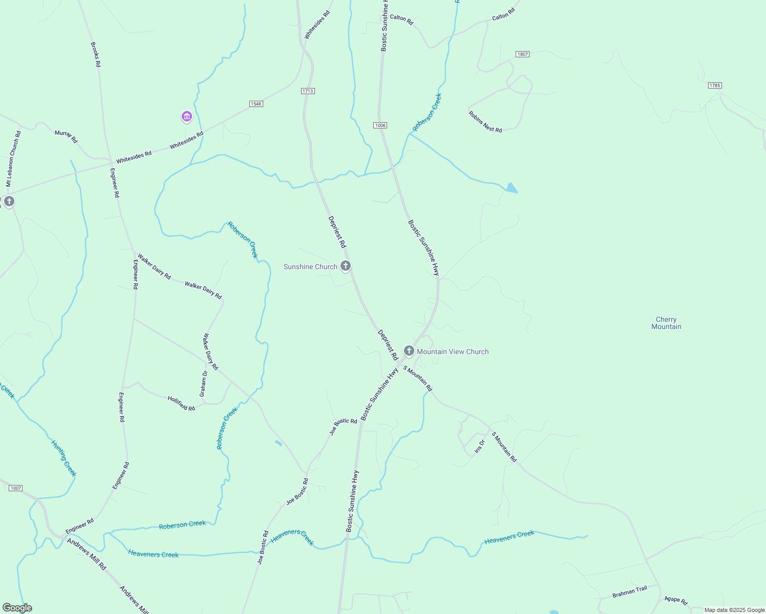 map of restaurants, bars, coffee shops, grocery stores, and more near 238 Depriest Road in Bostic