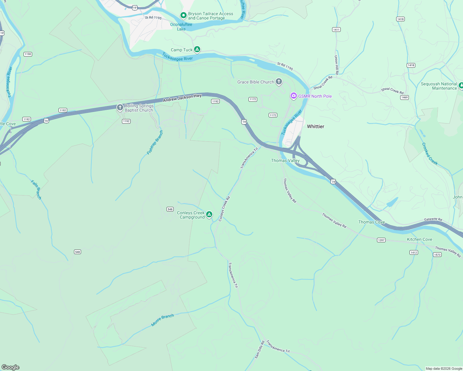 map of restaurants, bars, coffee shops, grocery stores, and more near 210 Conleys Creek Road in Whittier