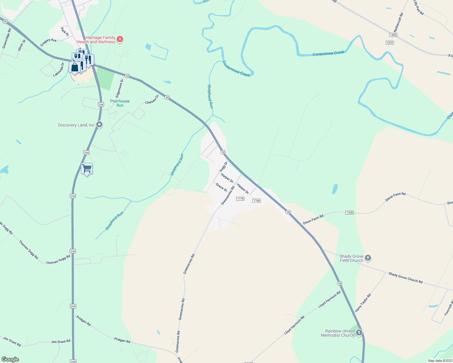map of restaurants, bars, coffee shops, grocery stores, and more near 88 Harper Dr in Snow Hill