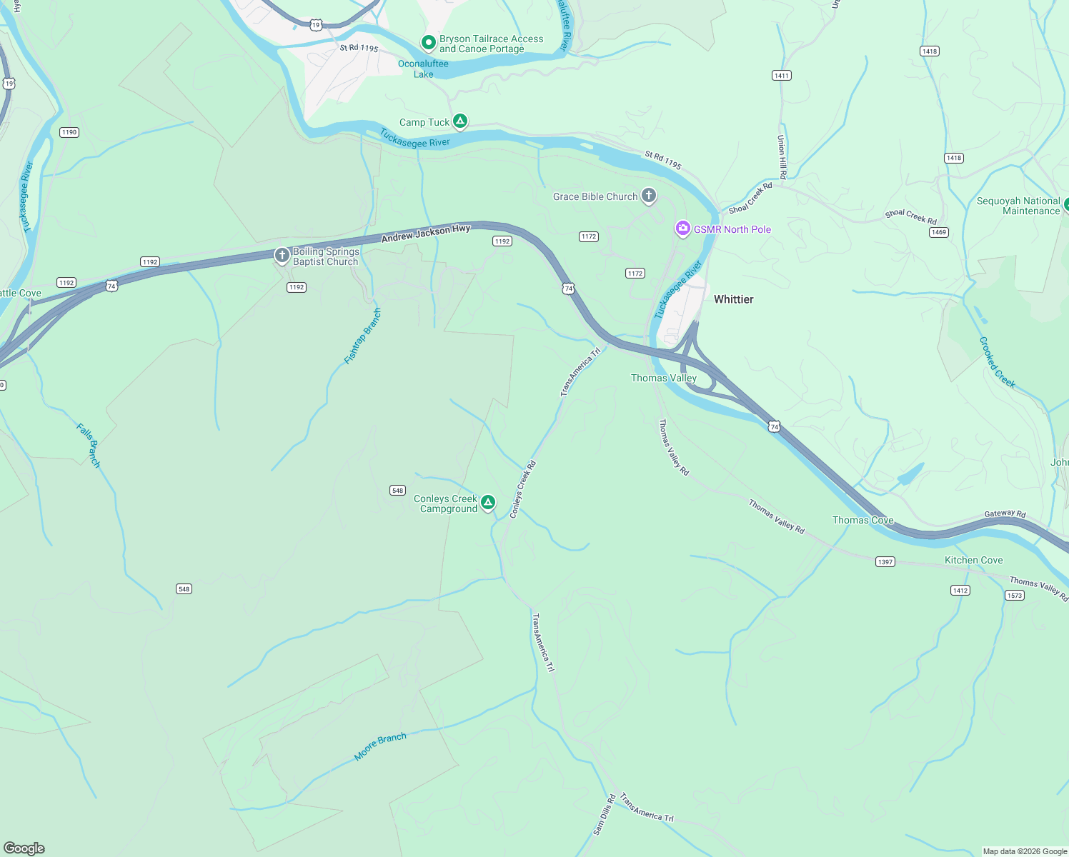 map of restaurants, bars, coffee shops, grocery stores, and more near 210 Conleys Creek Road in Whittier