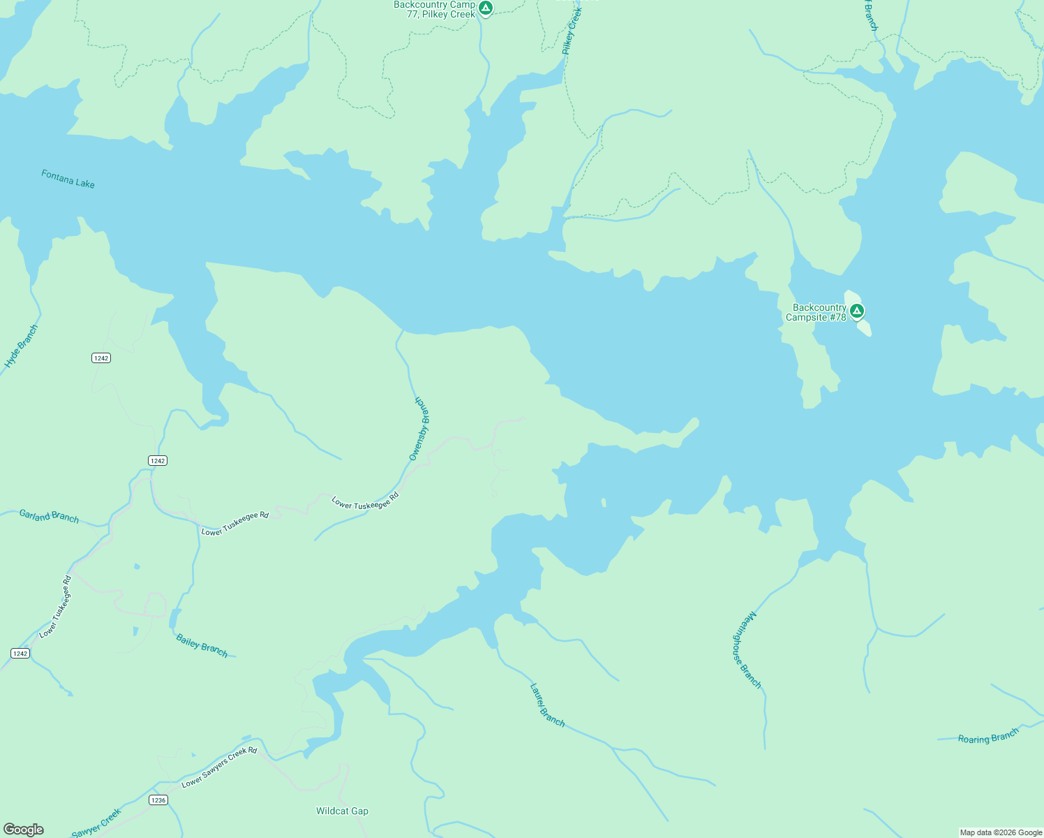 map of restaurants, bars, coffee shops, grocery stores, and more near 2466 Lower Tuskeegee Road in Robbinsville