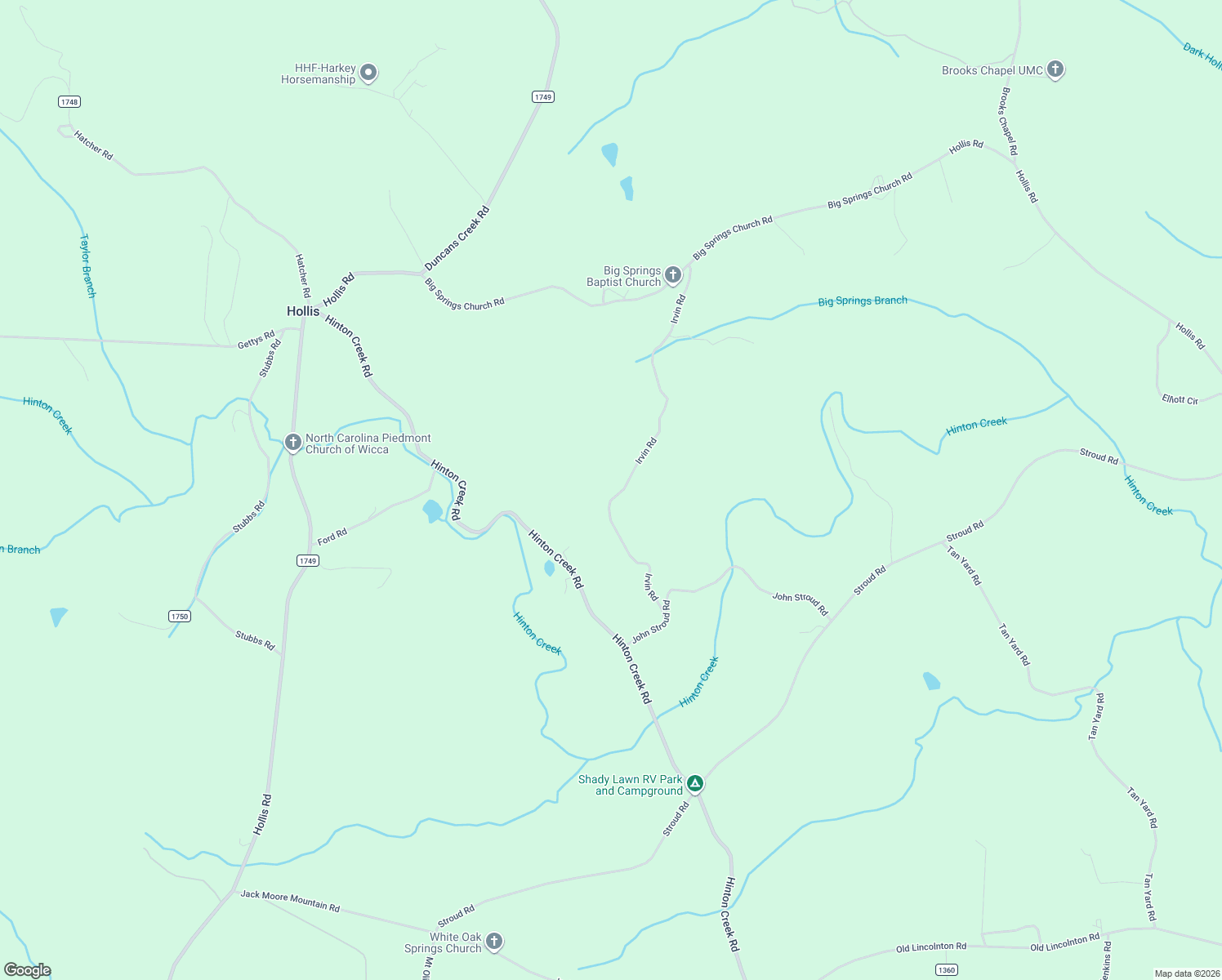 map of restaurants, bars, coffee shops, grocery stores, and more near Irvin Road in Ellenboro