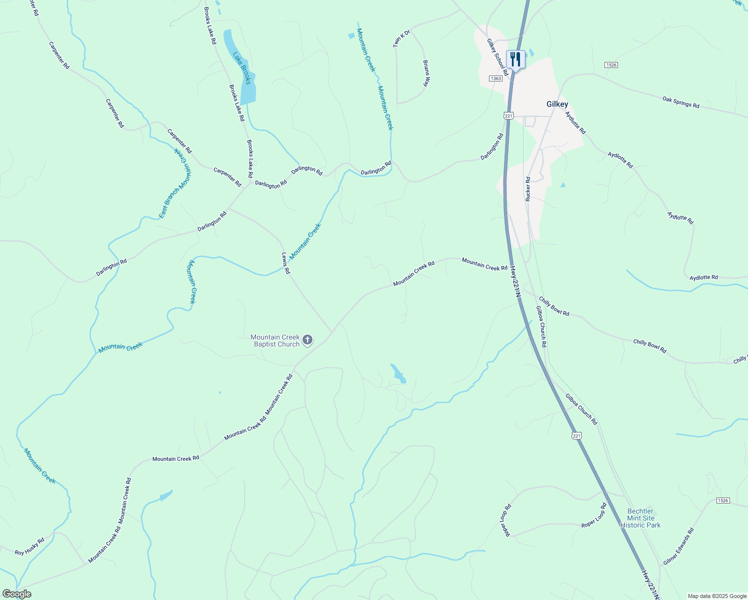 map of restaurants, bars, coffee shops, grocery stores, and more near 461 Mountain Creek Road in Rutherfordton