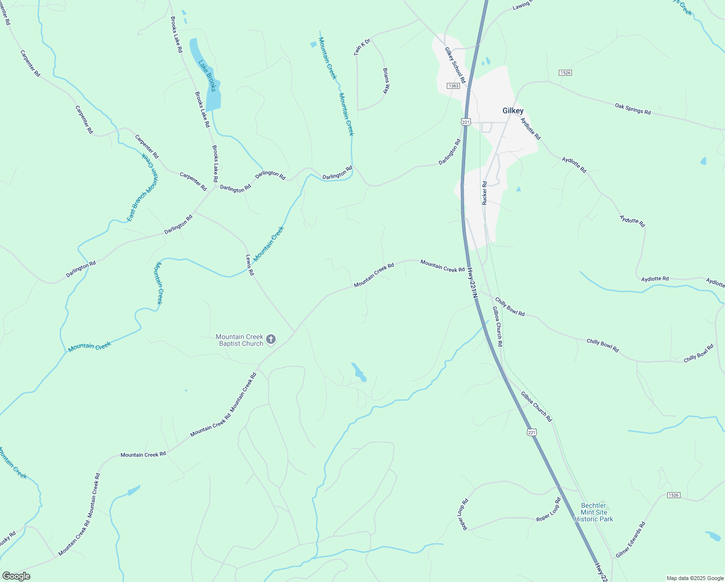map of restaurants, bars, coffee shops, grocery stores, and more near 407 Mountain Creek Road in Rutherfordton