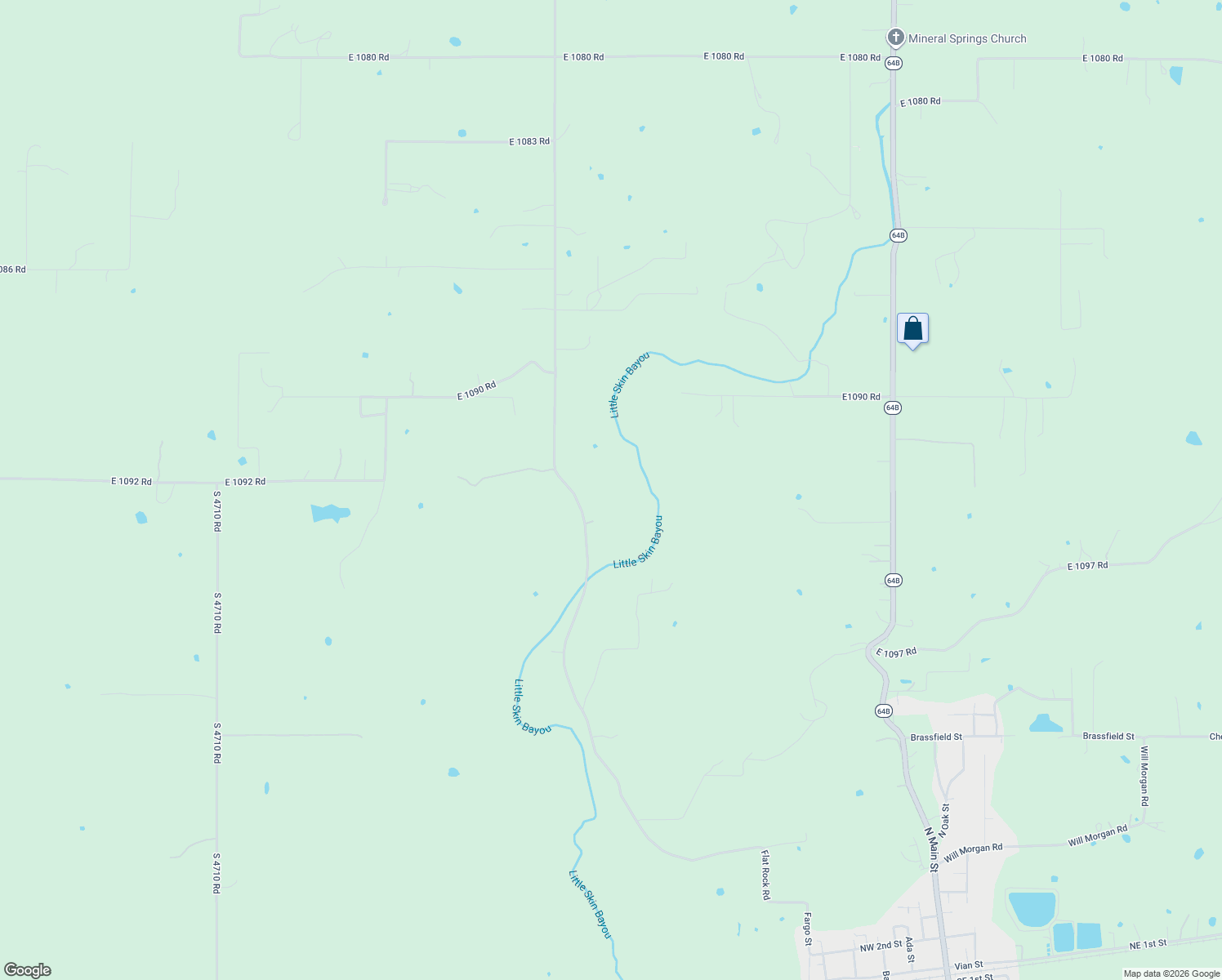 map of restaurants, bars, coffee shops, grocery stores, and more near 109686 South 4720 Road in Muldrow