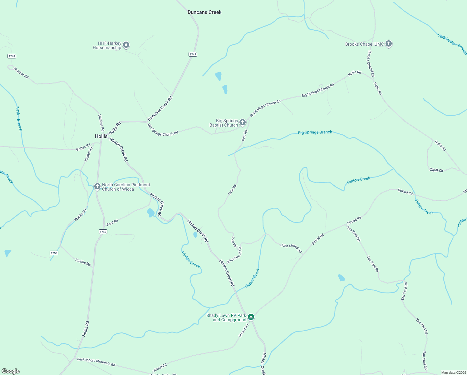 map of restaurants, bars, coffee shops, grocery stores, and more near Irvin Road in Ellenboro