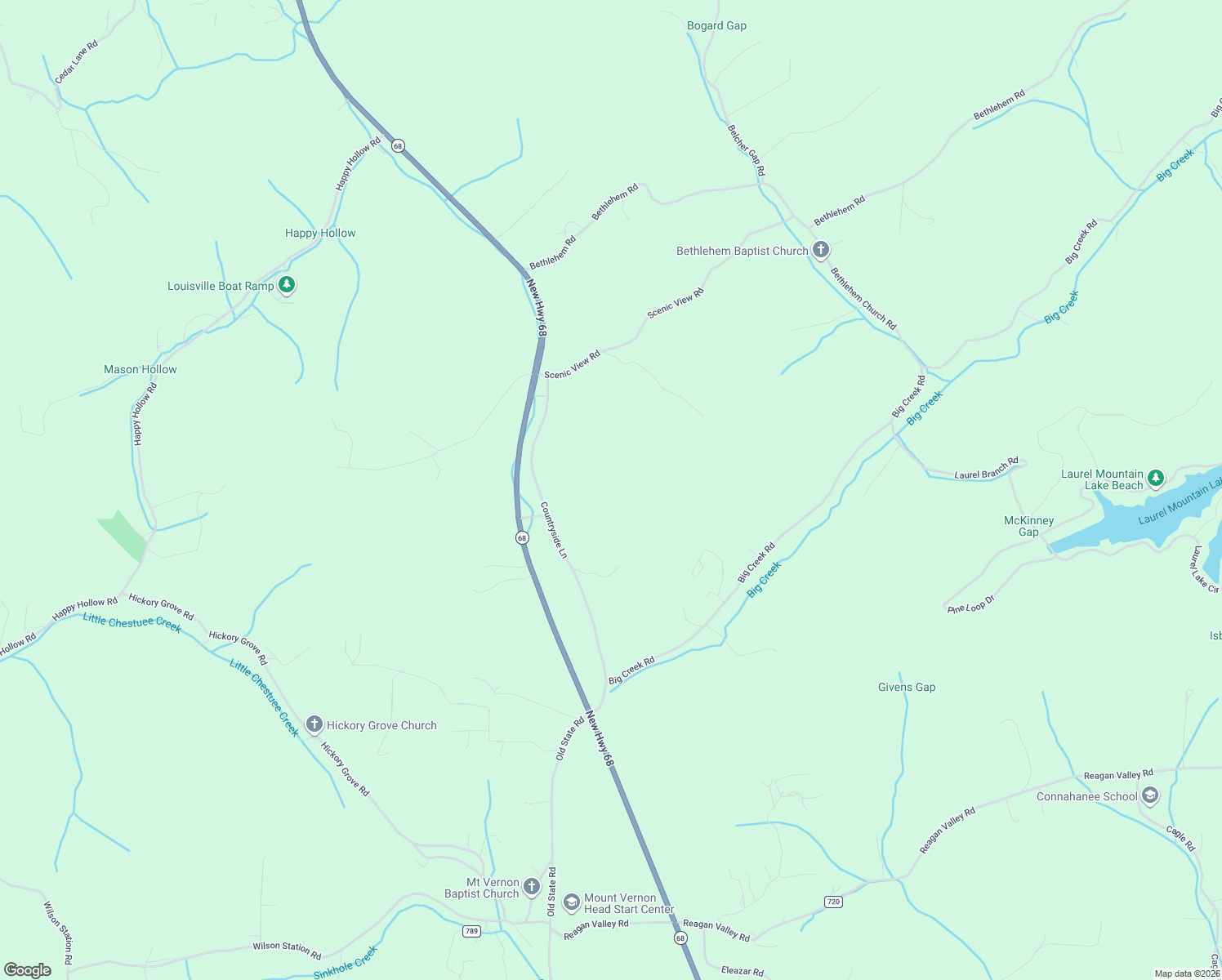 map of restaurants, bars, coffee shops, grocery stores, and more near 325 Countryside Lane in Madisonville