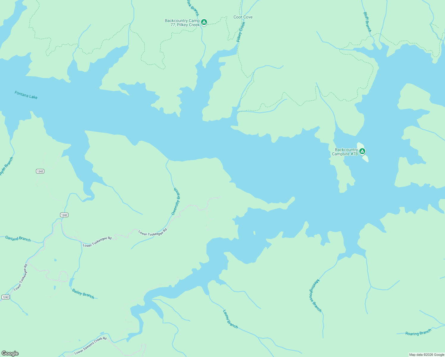 map of restaurants, bars, coffee shops, grocery stores, and more near 2466 Lower Tuskeegee Road in Robbinsville