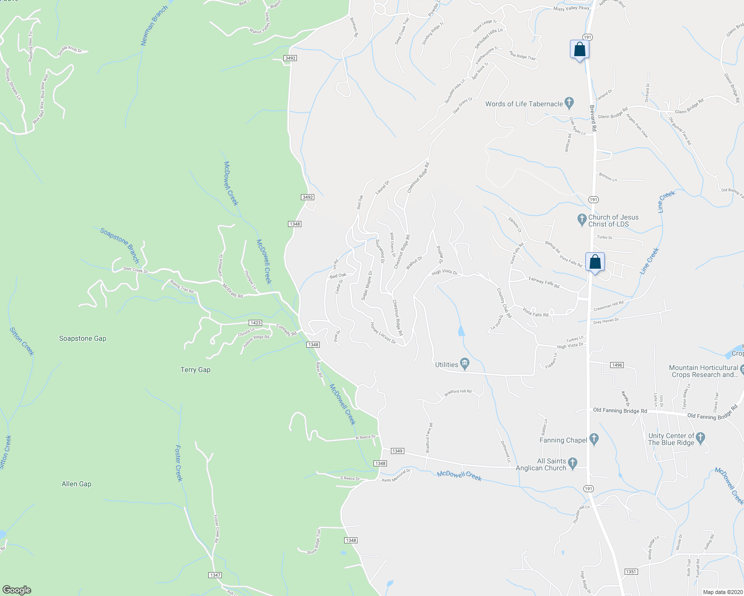 map of restaurants, bars, coffee shops, grocery stores, and more near 41 Sugar Maple Drive in Mills River