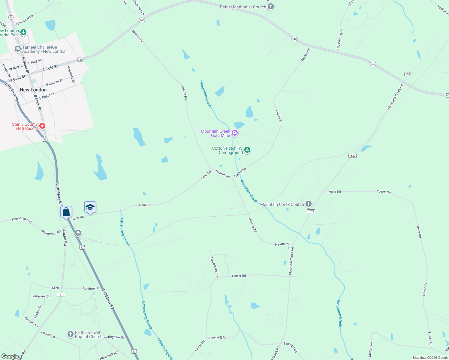 map of restaurants, bars, coffee shops, grocery stores, and more near 40769 Hearne Rd in New London