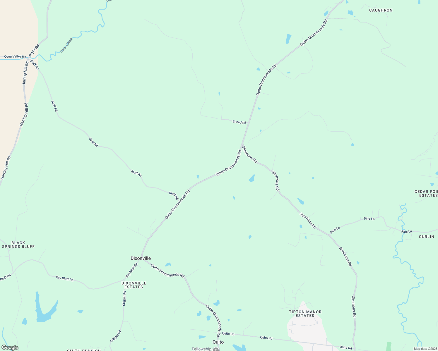 map of restaurants, bars, coffee shops, grocery stores, and more near 2554 Quito-Drummonds Road in Drummonds