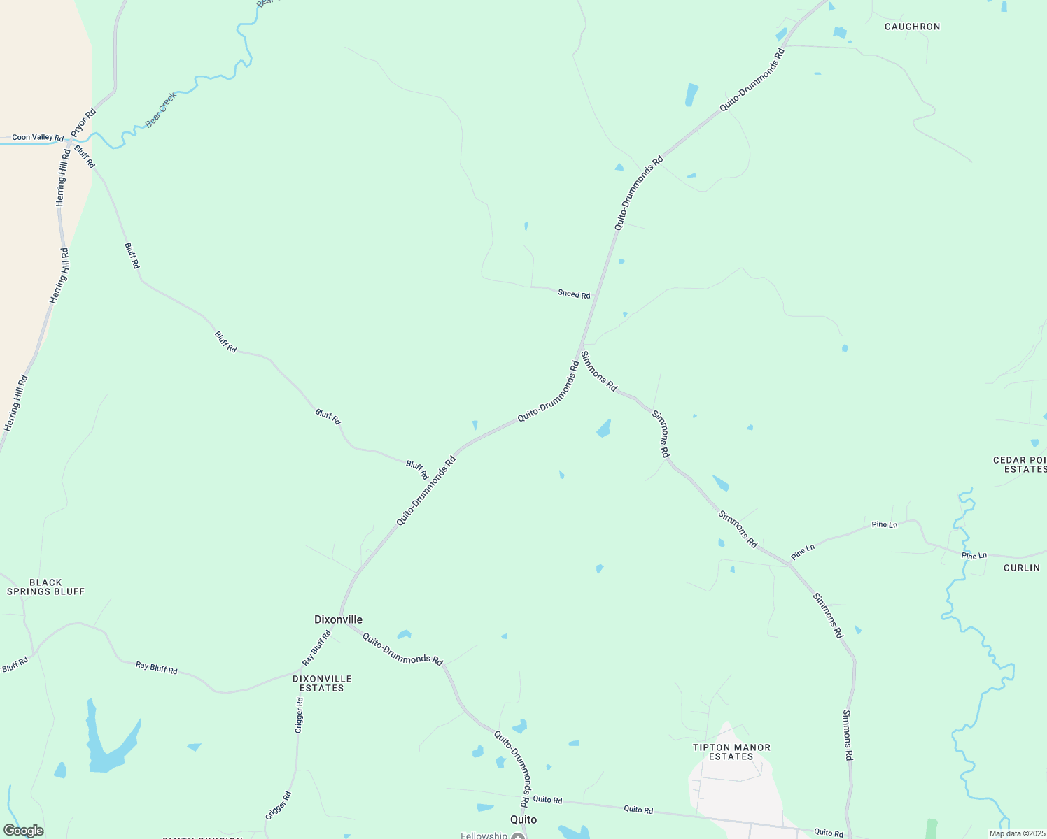 map of restaurants, bars, coffee shops, grocery stores, and more near 2554 Quito-Drummonds Road in Drummonds